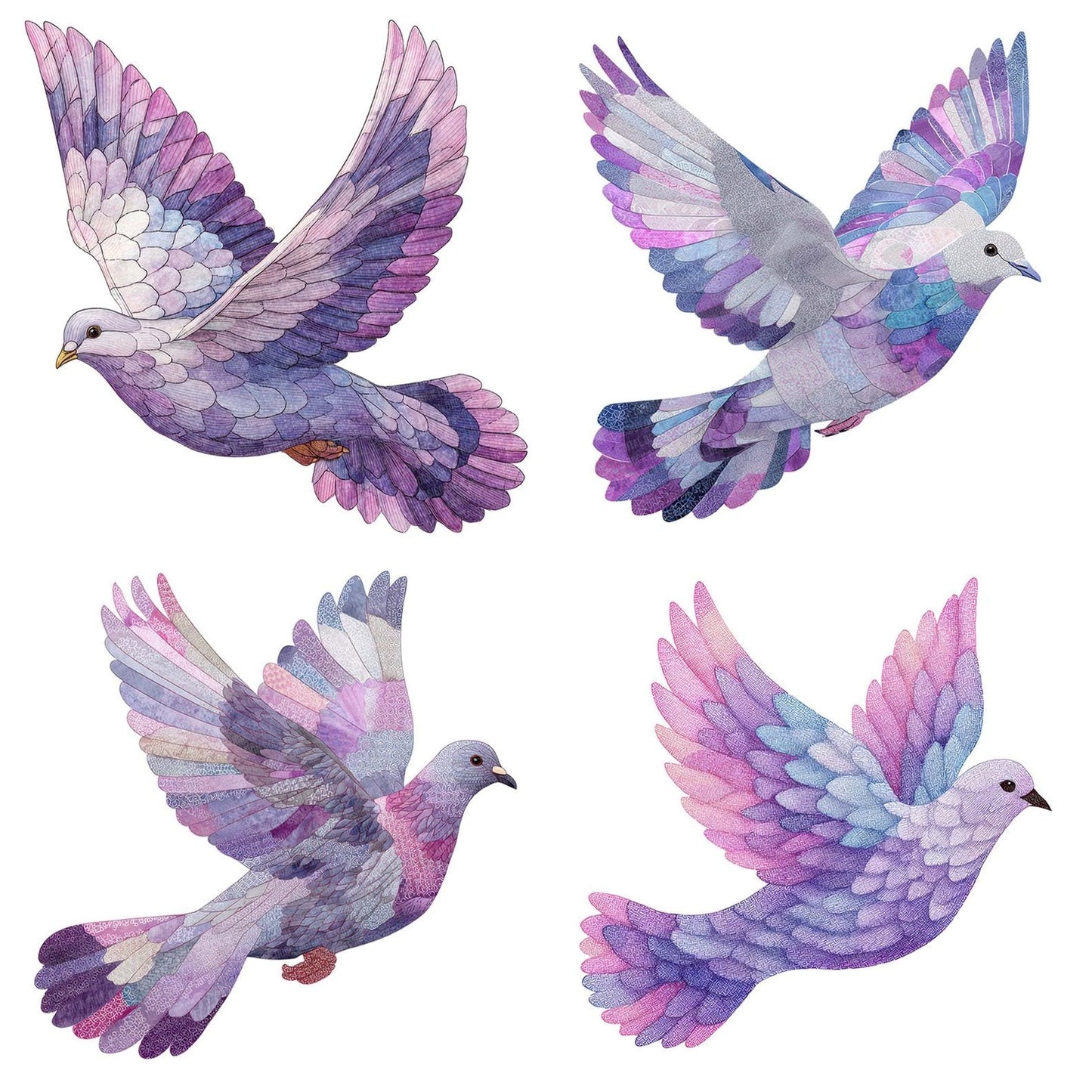 Fabric Quilted Dove Clipart Set (DDD005258)