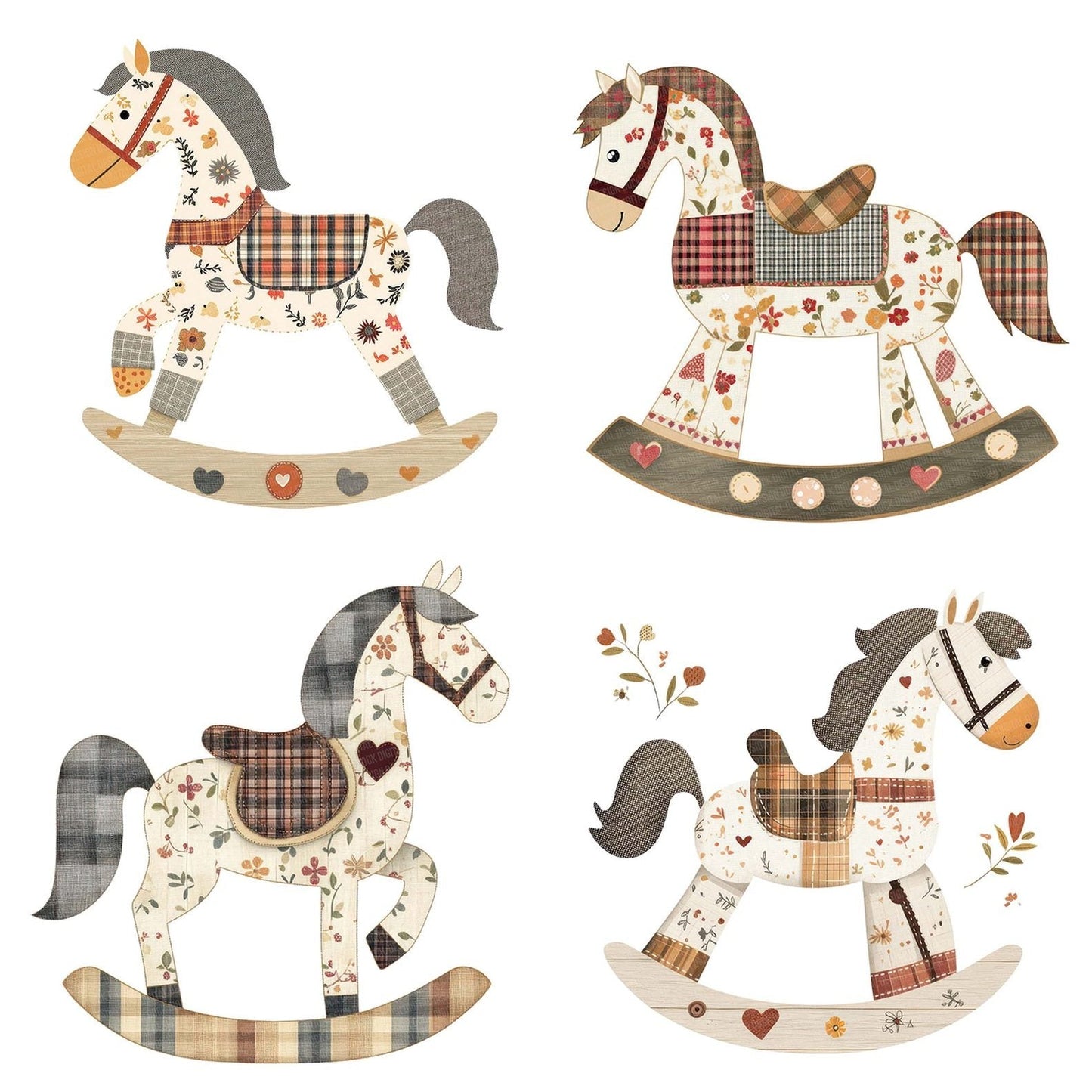 Fabric Rocking Horse Clipart Set (DDD005263)