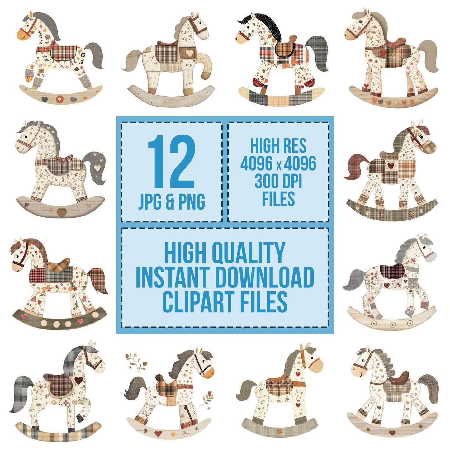 Fabric Rocking Horse Clipart Set (DDD005263)