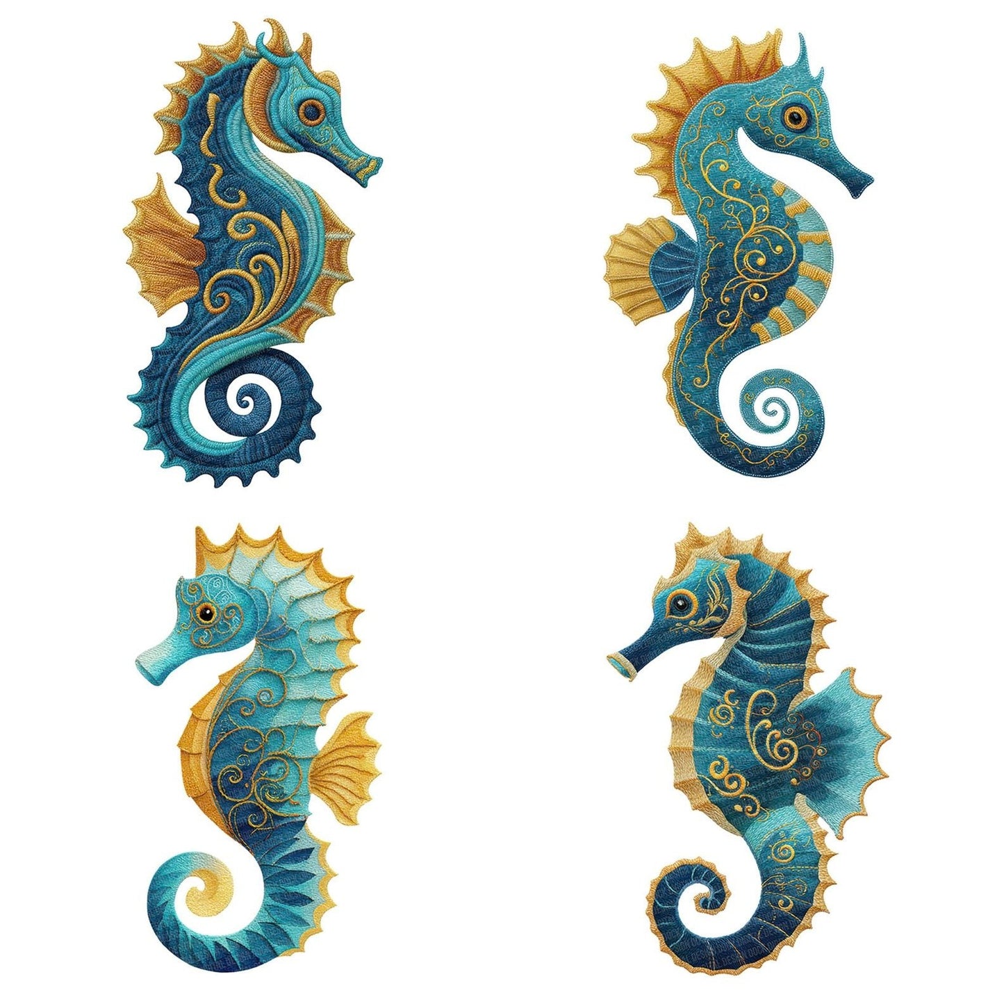 Fabric Seahorse Clipart Set (DDD005265)