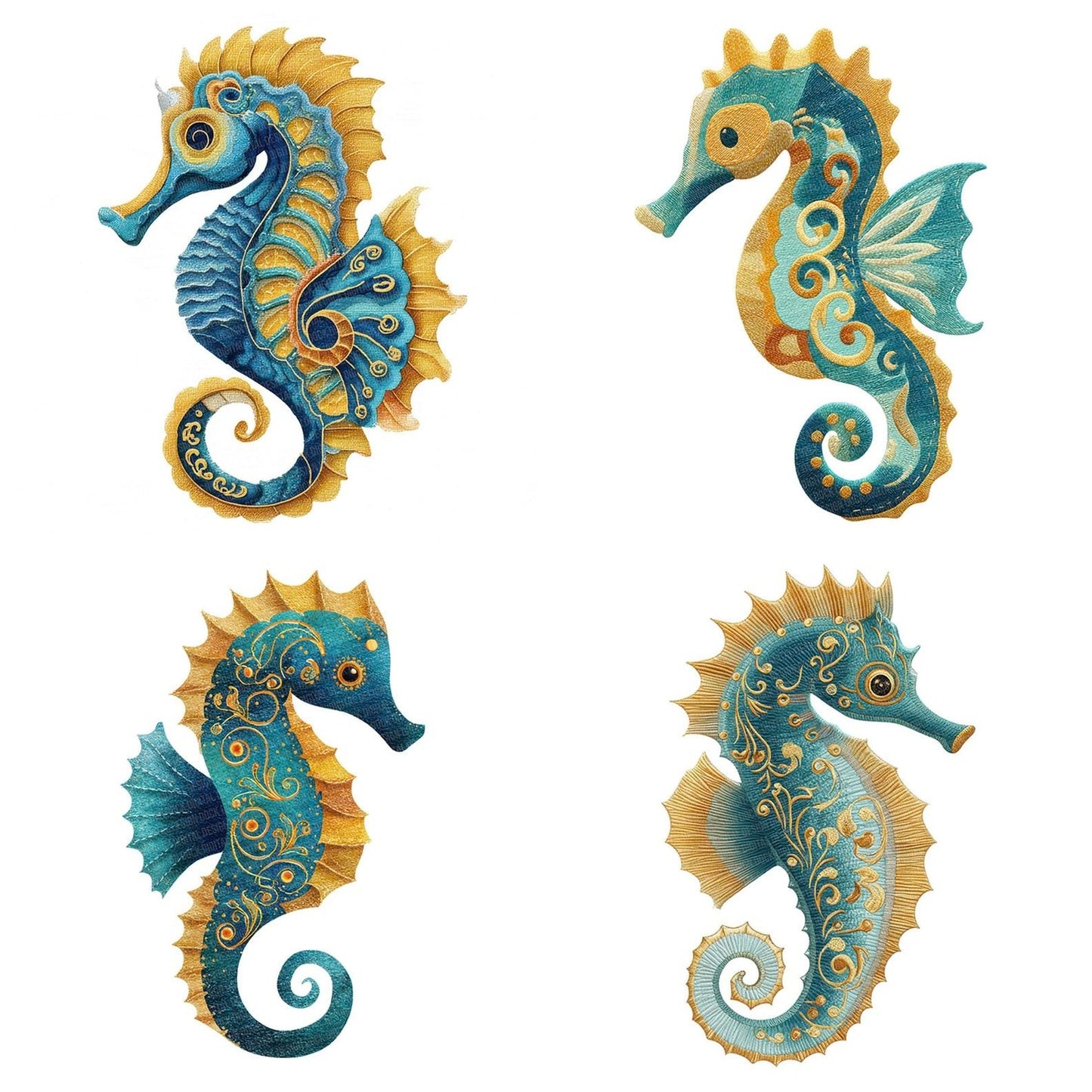 Fabric Seahorse Clipart Set (DDD005265)