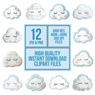 Fabric Sleeping Cloud Clipart Set (DDD005266)