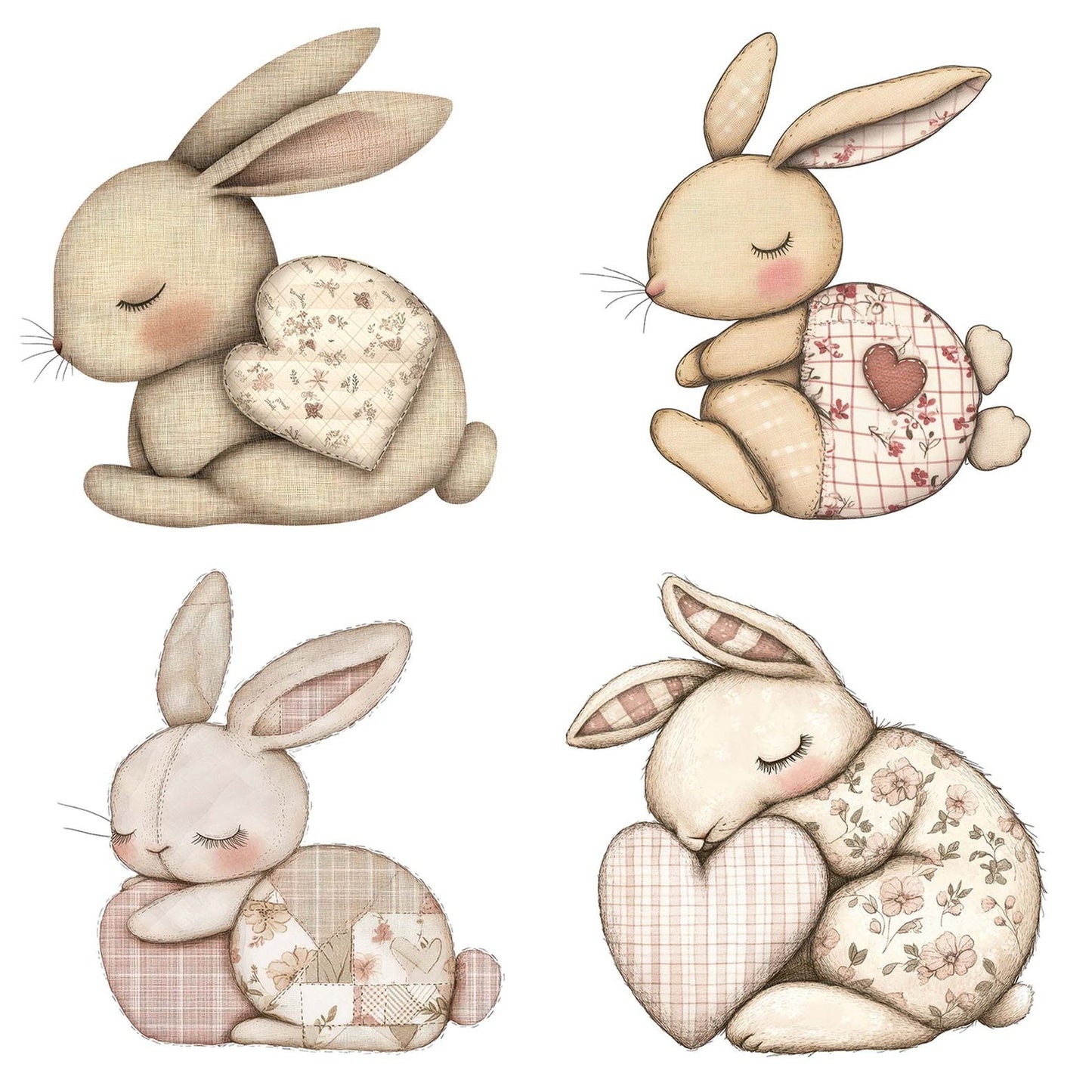 Fabric Sleeping Gingham Bunny Clipart Set (DDD005268)