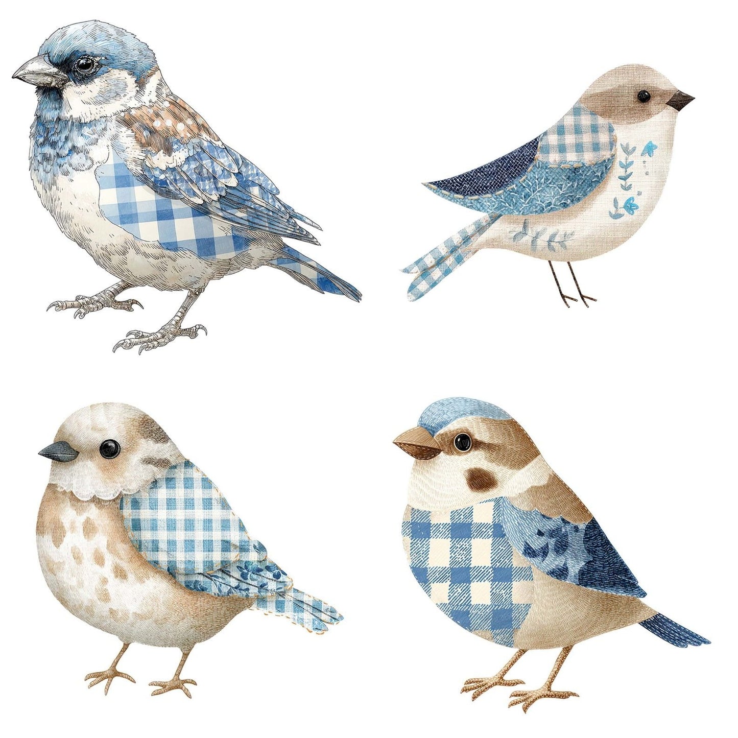 Fabric Sparrow Bird Clipart Set (DDD005271)