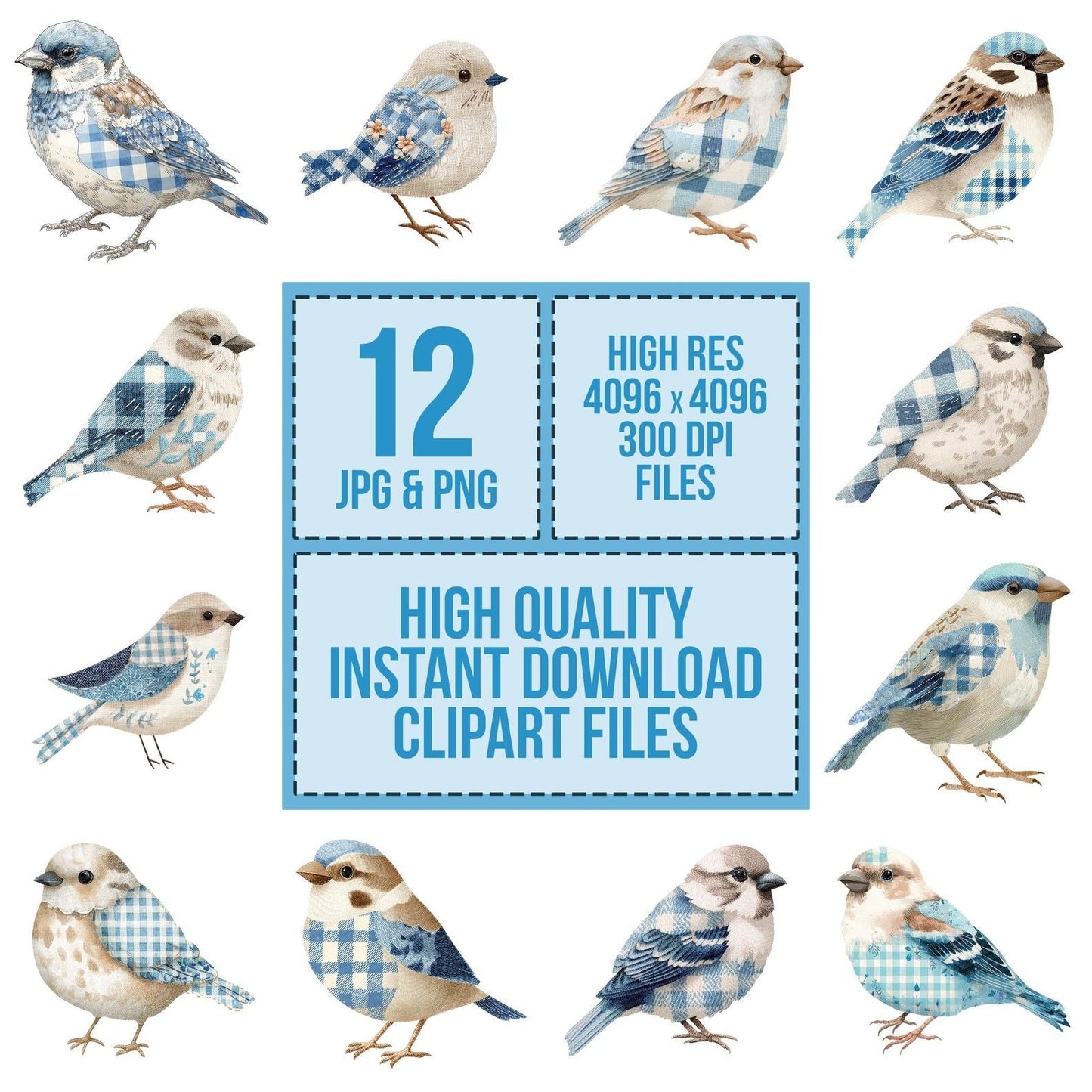 Fabric Sparrow Bird Clipart Set (DDD005271)