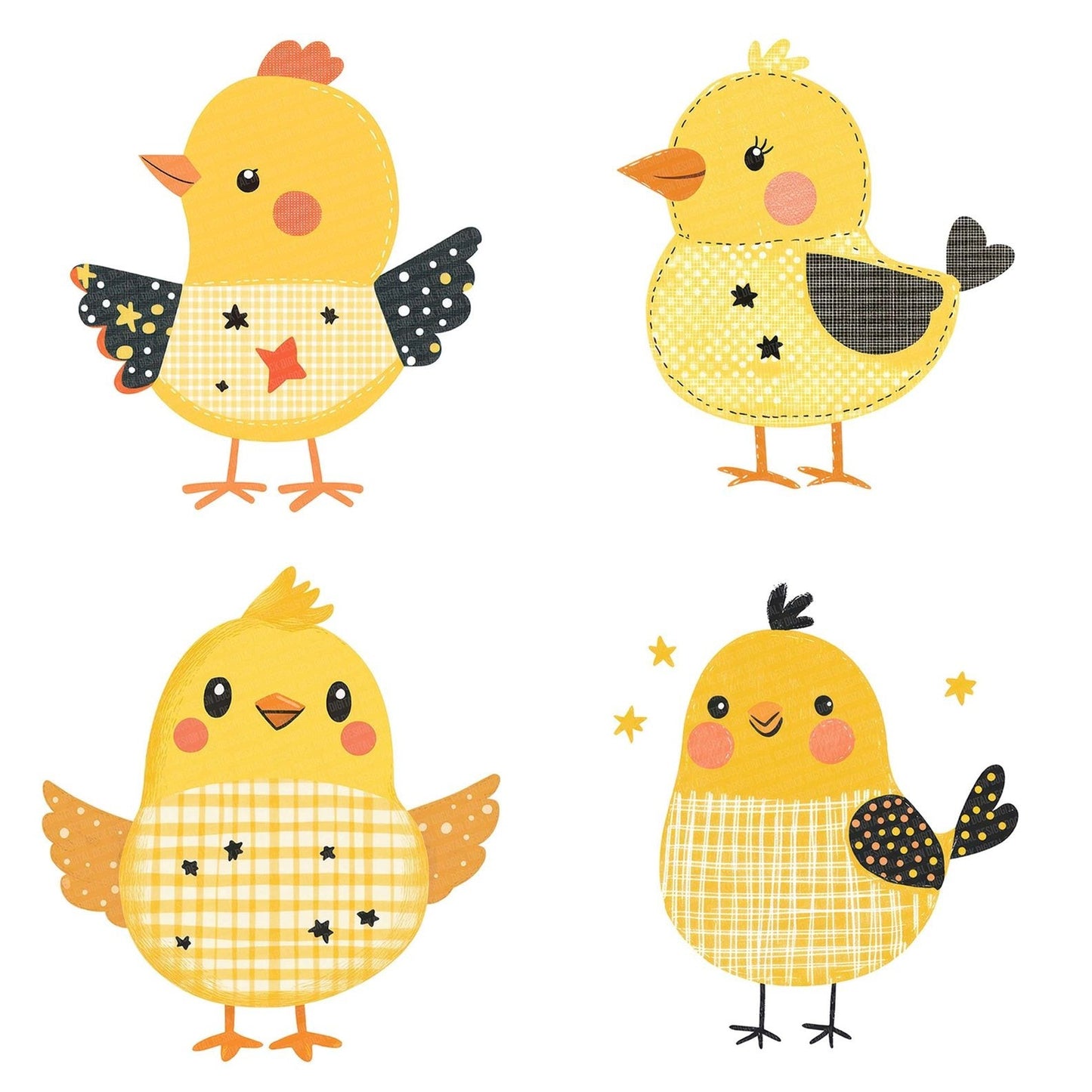 Fabric Star Chest Patch Chick Clipart Set (DDD005274)