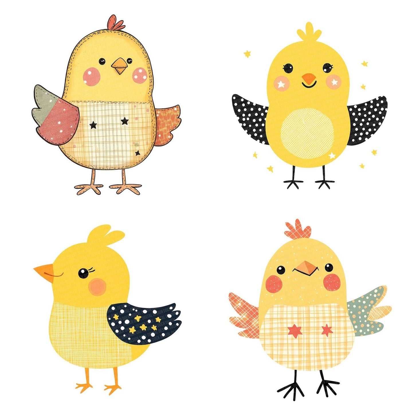 Fabric Star Chest Patch Chick Clipart Set (DDD005274)