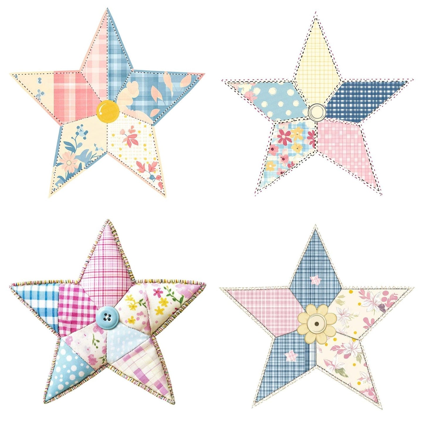 Fabric Star Patchwork Clipart Set (DDD005275)