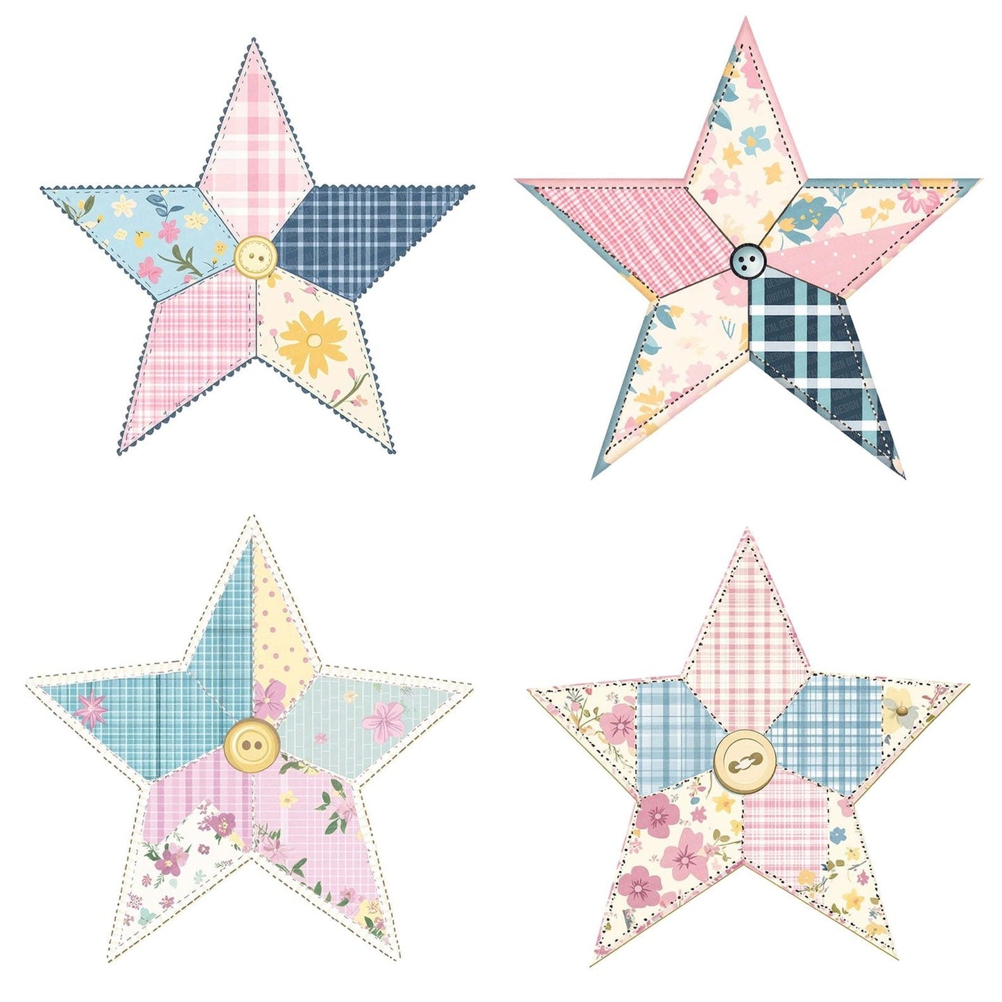 Fabric Star Patchwork Clipart Set (DDD005275)