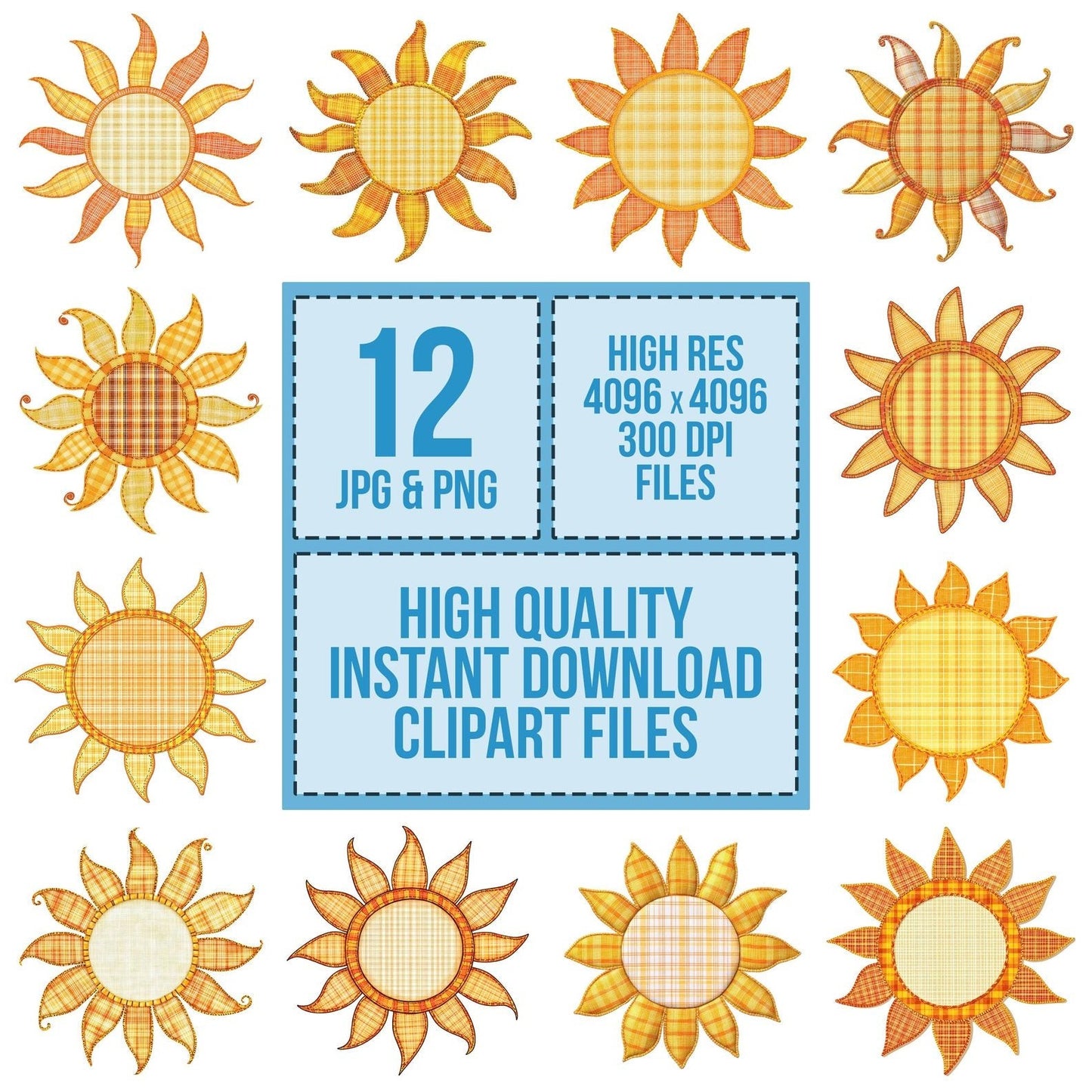 Fabric Sunshine Burst Clipart Set (DDD005279)