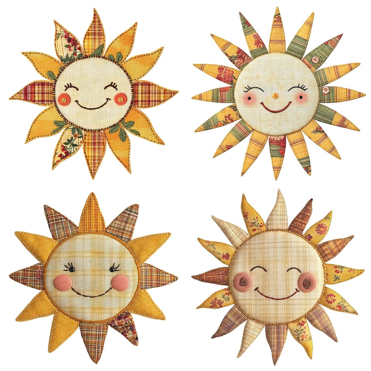 Fabric Sunshine Face Clipart Set (DDD005280)