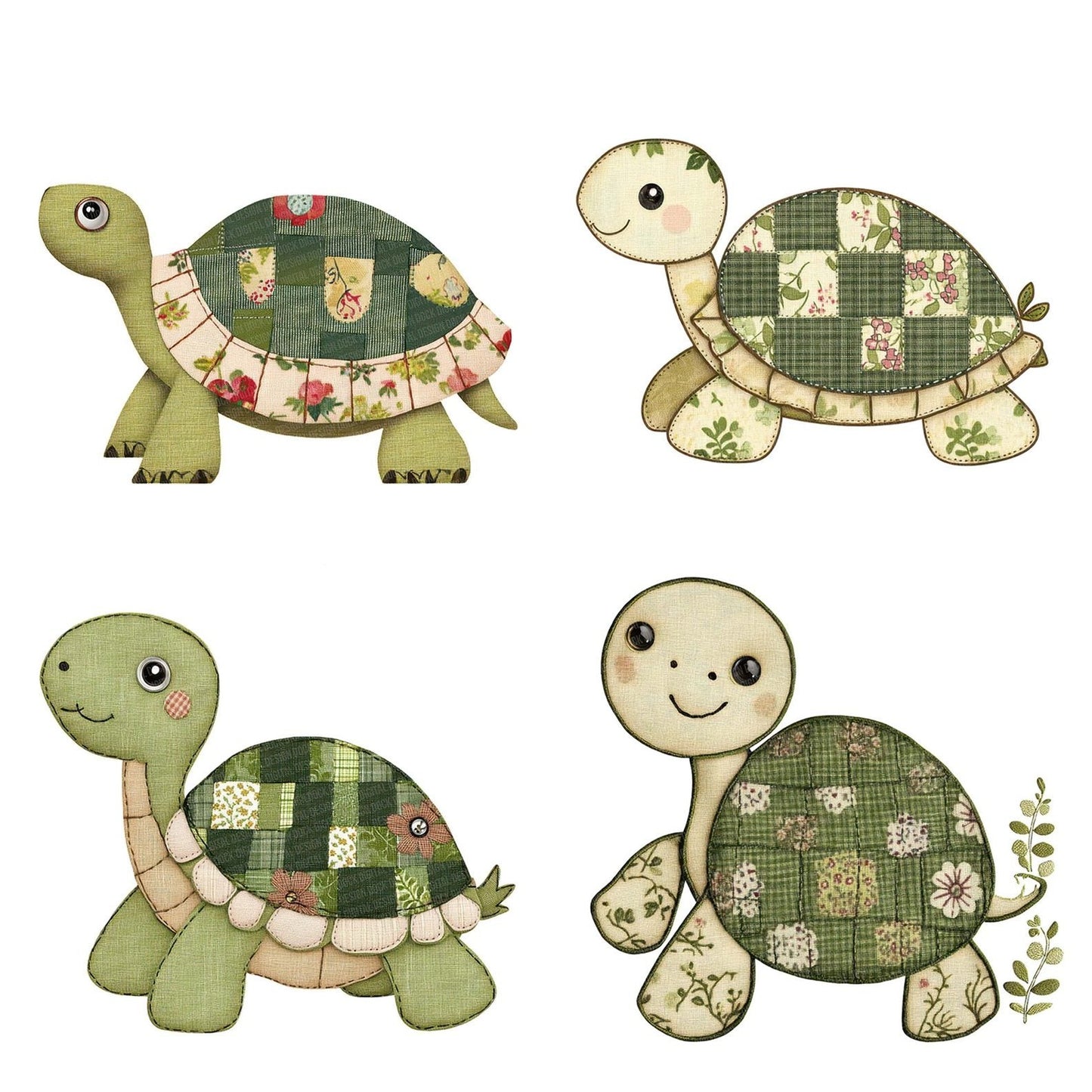 Fabric Turtle Patch Clipart Set (DDD005289)