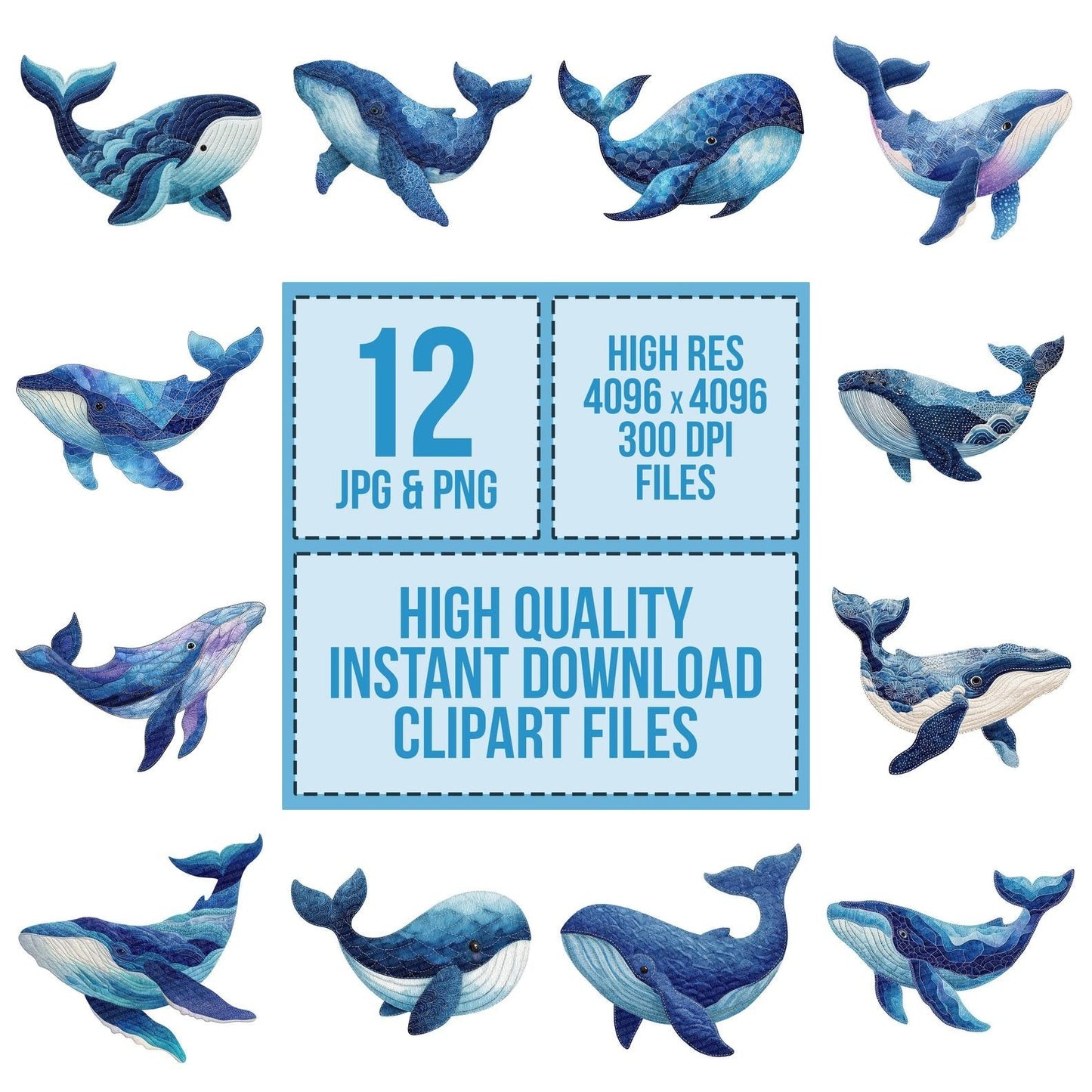Fabric Whale Clipart Set (DDD005292)