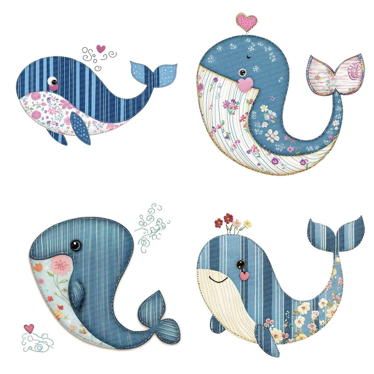 Fabric Whale Patch Clipart Set (DDD005293)