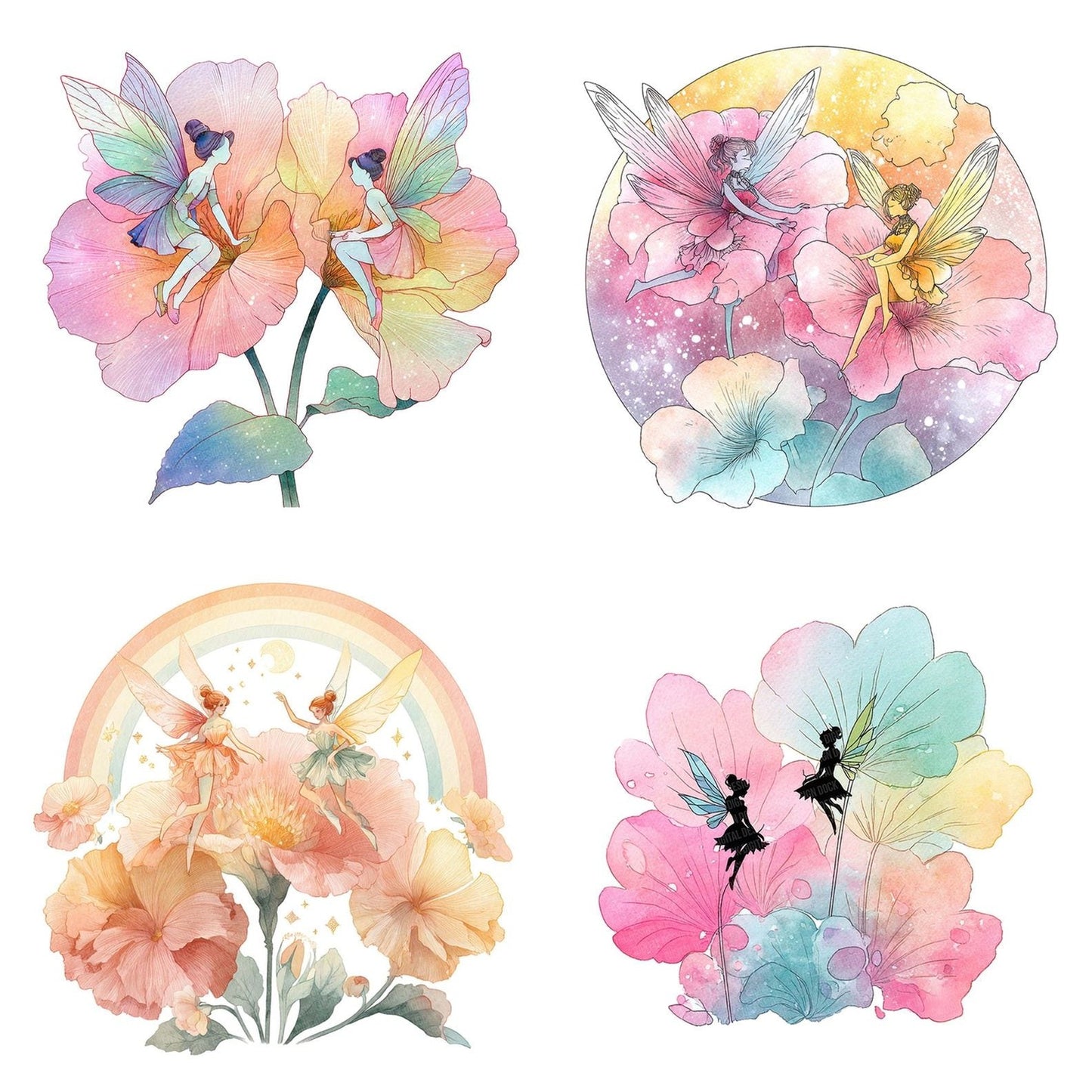 Fairies Flower Rainbow Clipart Set (DDD005296)