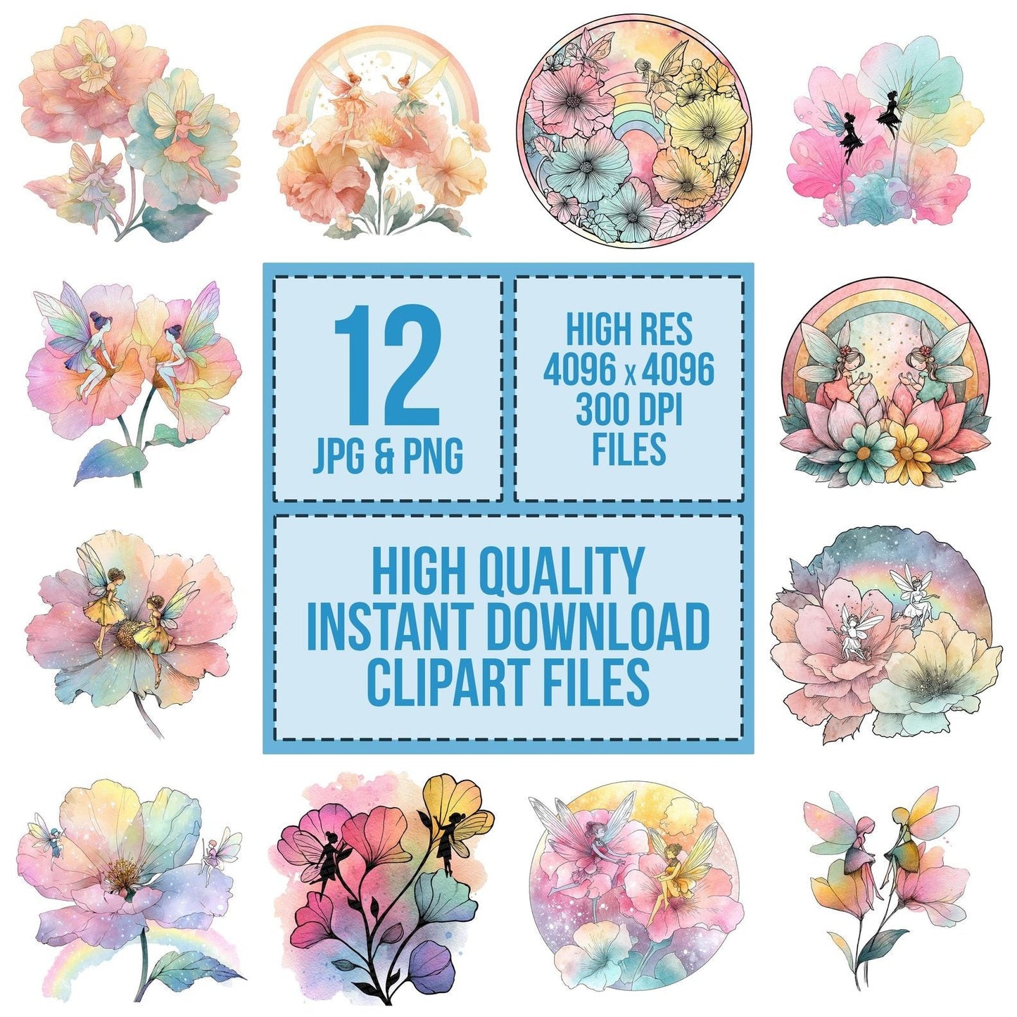 Fairies Flower Rainbow Clipart Set (DDD005296)