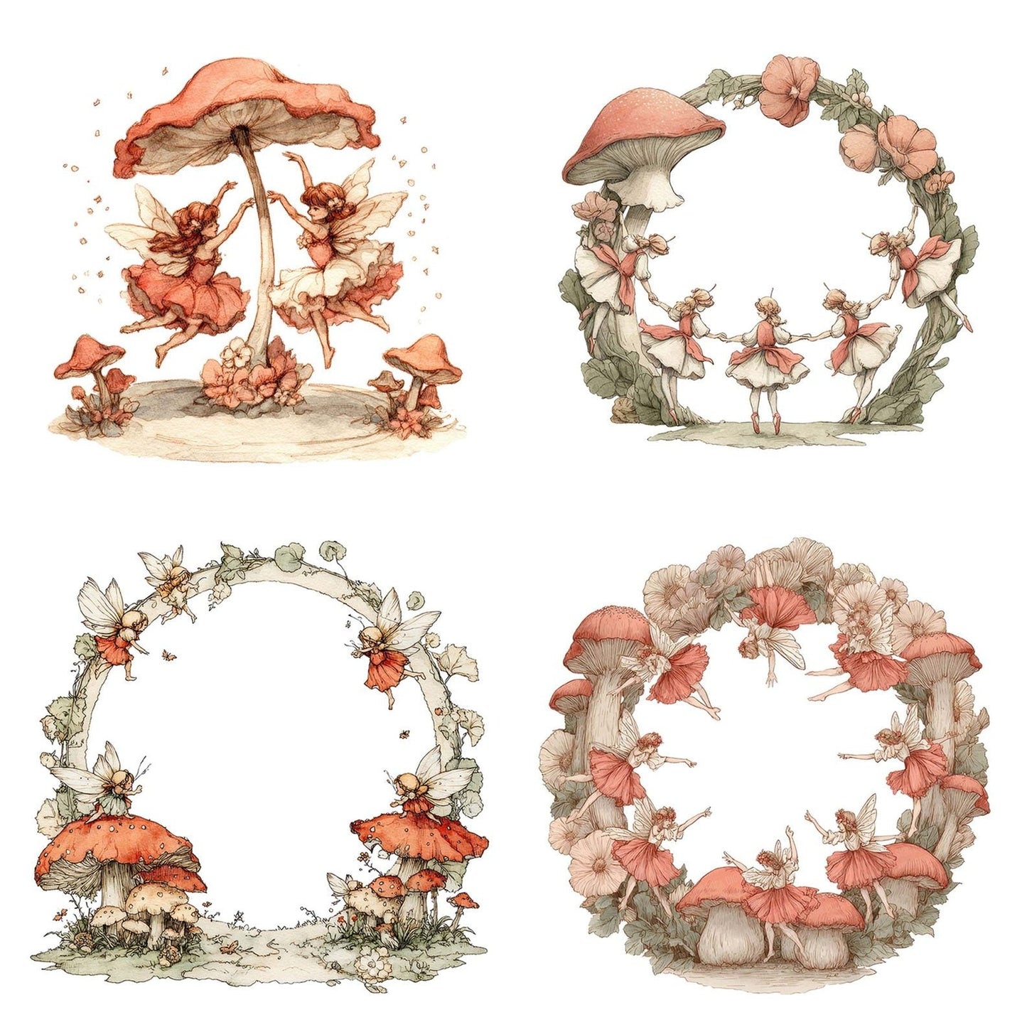Fairies Toadstool Ring Clipart Set (DDD005298)