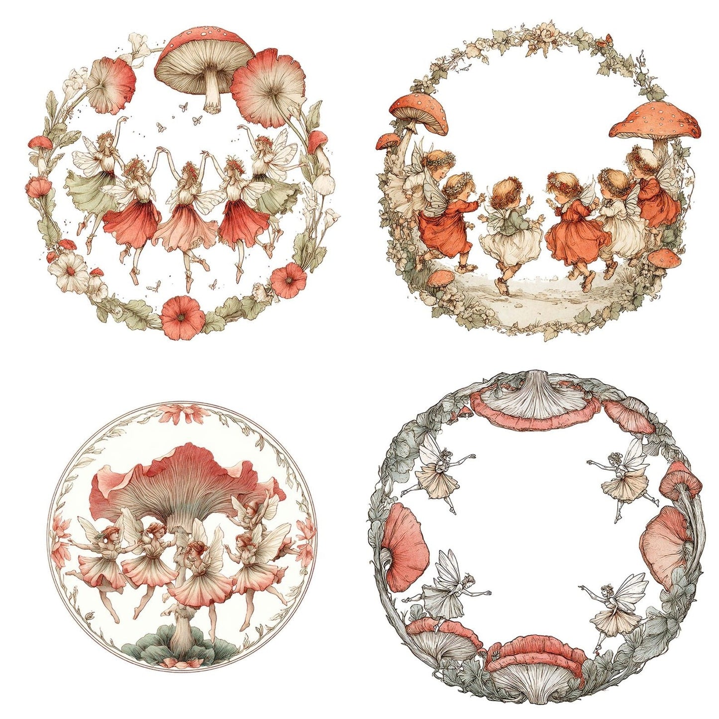 Fairies Toadstool Ring Clipart Set (DDD005298)