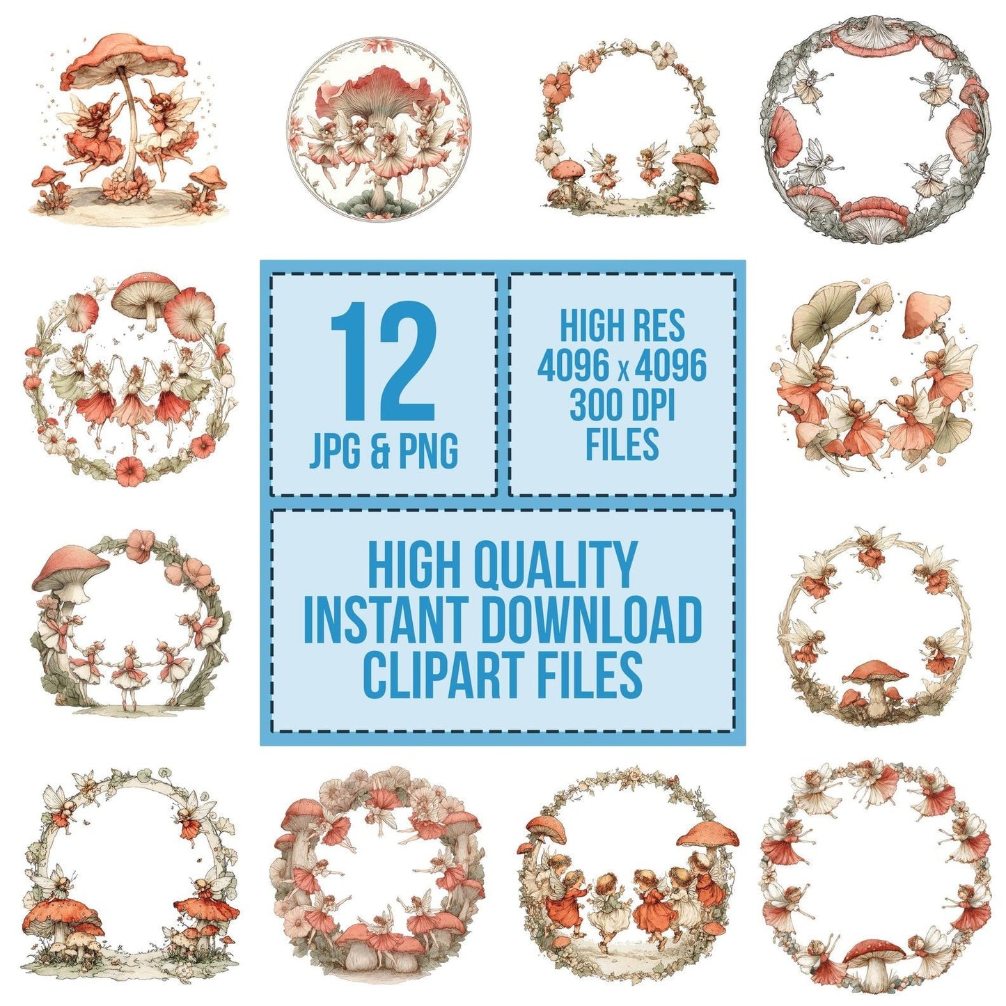 Fairies Toadstool Ring Clipart Set (DDD005298)