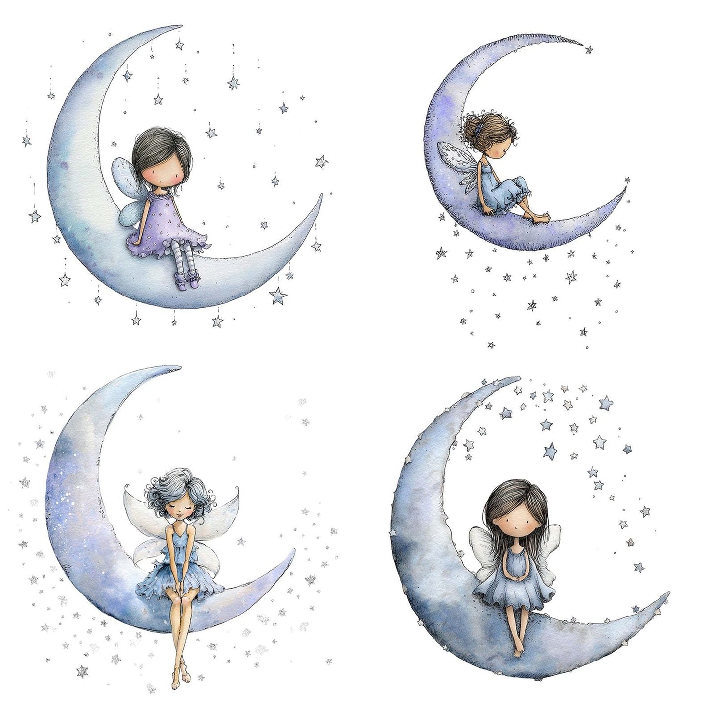 Fairy Crescent Moon Clipart Set (DDD005299)