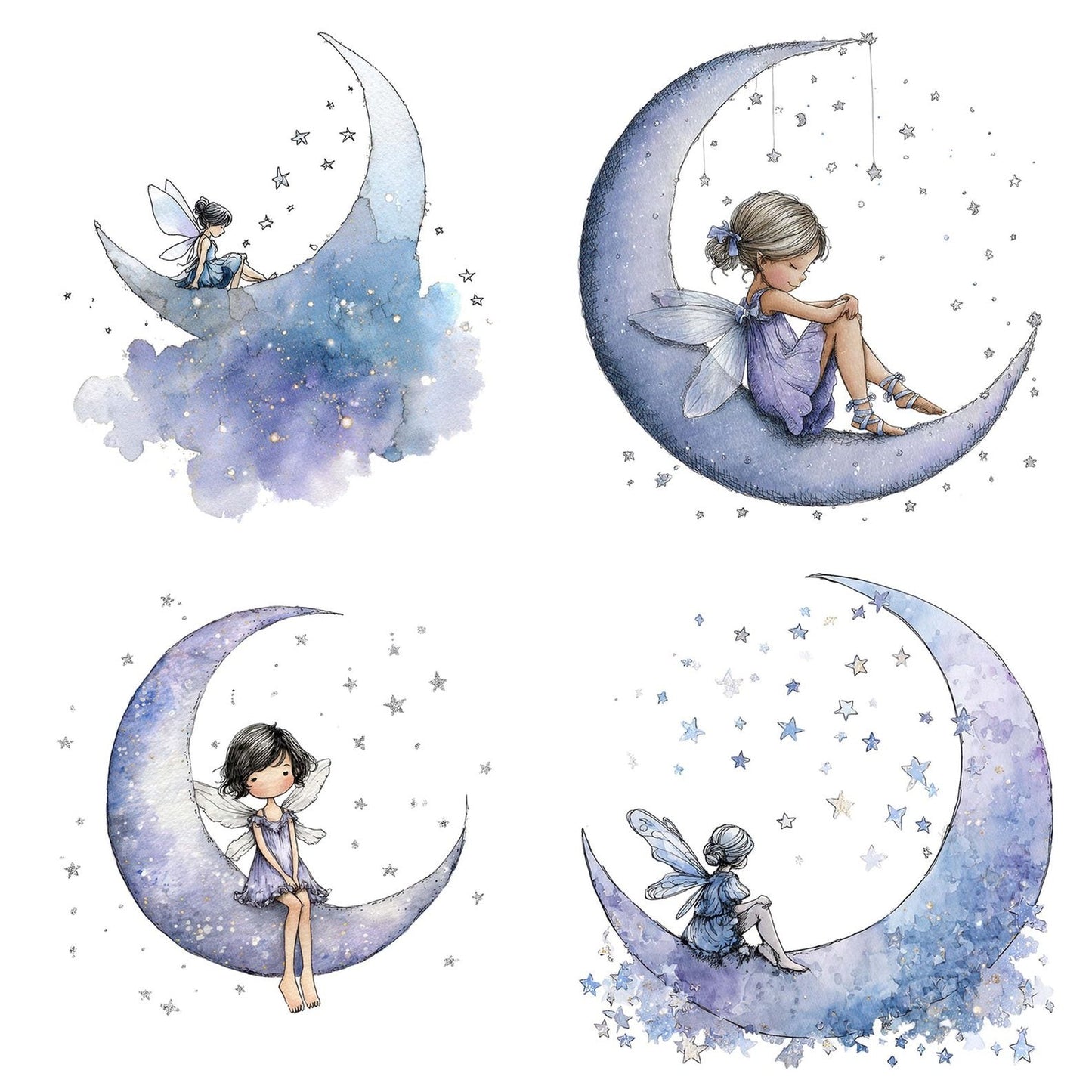 Fairy Crescent Moon Clipart Set (DDD005299)