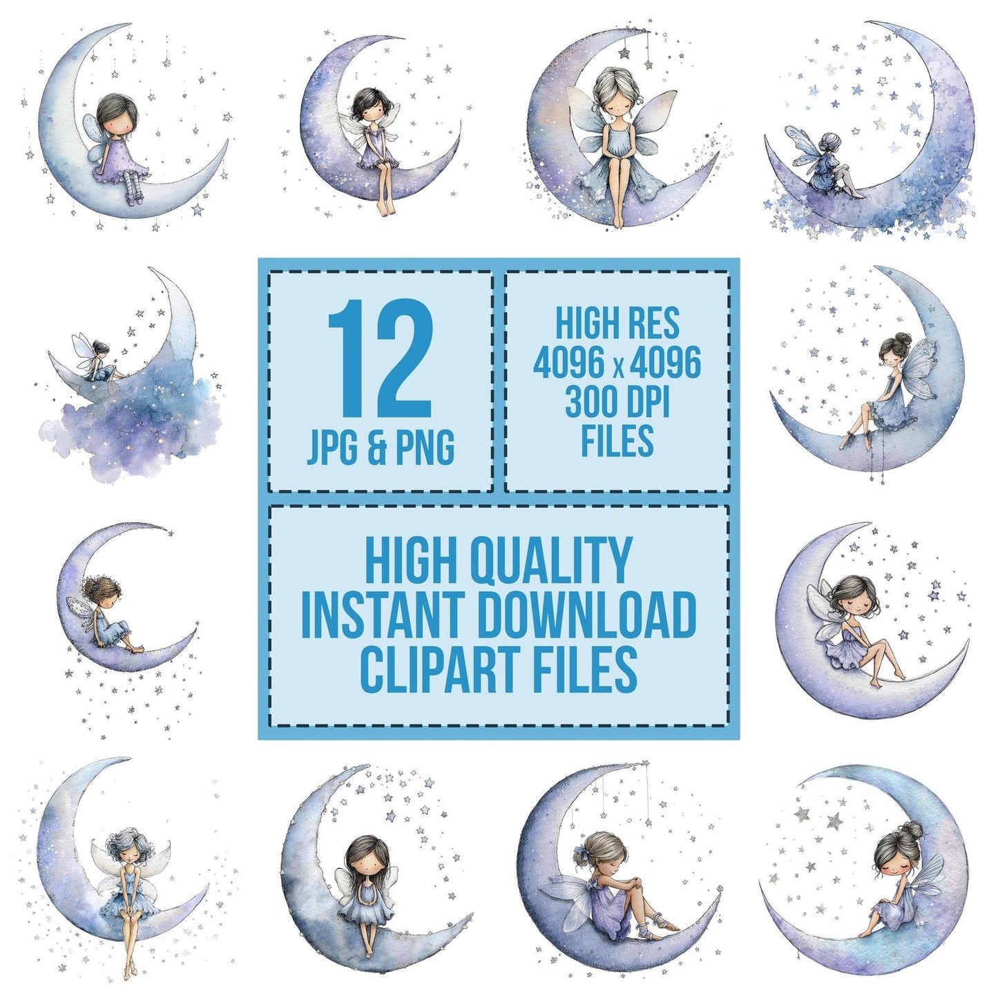 Fairy Crescent Moon Clipart Set (DDD005299)