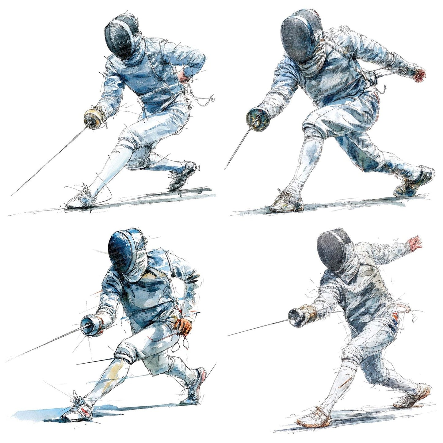 Fencer Lunge Clipart Set (DDD005319)