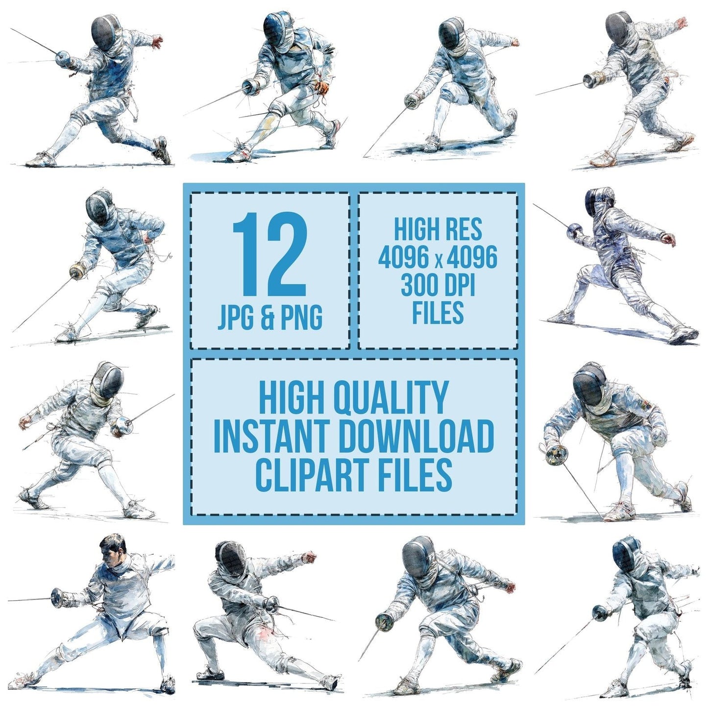 Fencer Lunge Clipart Set (DDD005319)
