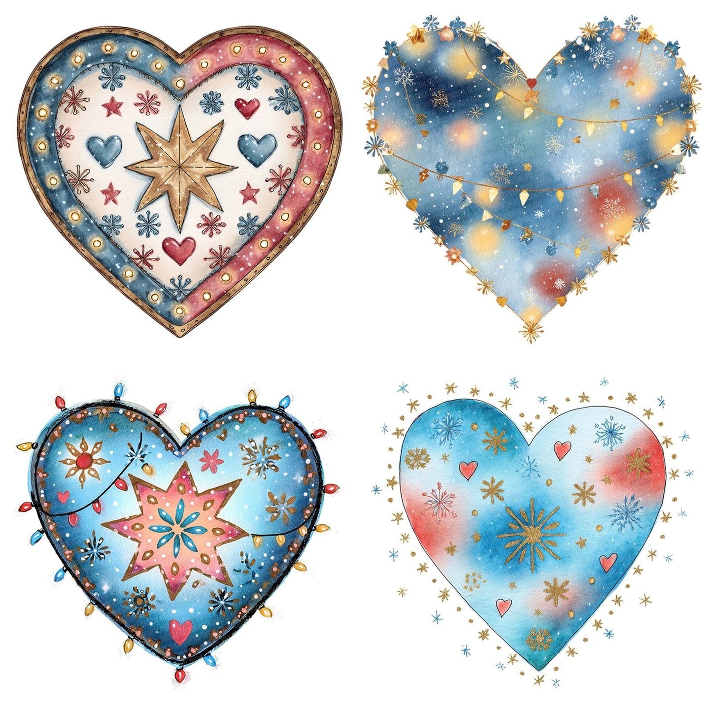 Festive Lights Christmas Heart Clipart Set (DDD005323)