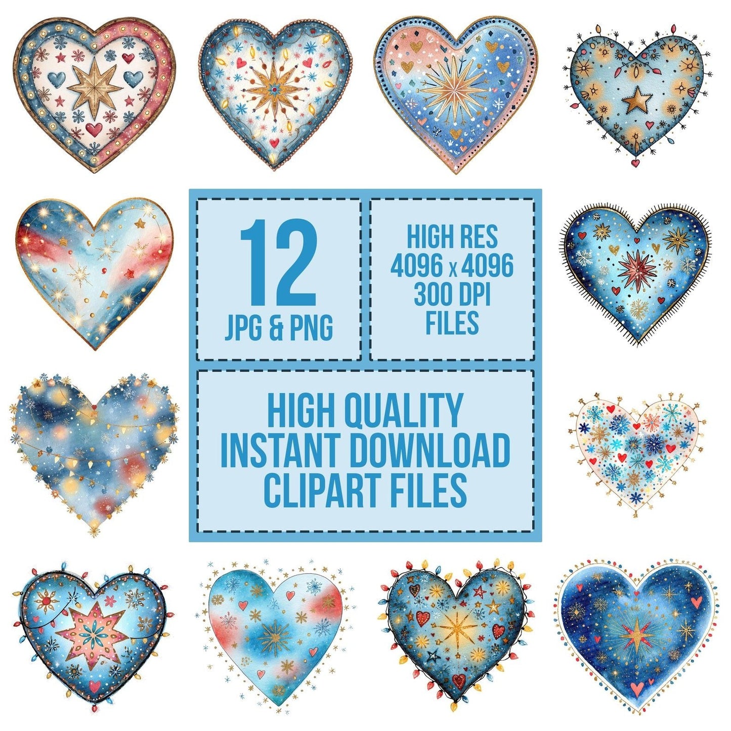 Festive Lights Christmas Heart Clipart Set (DDD005323)