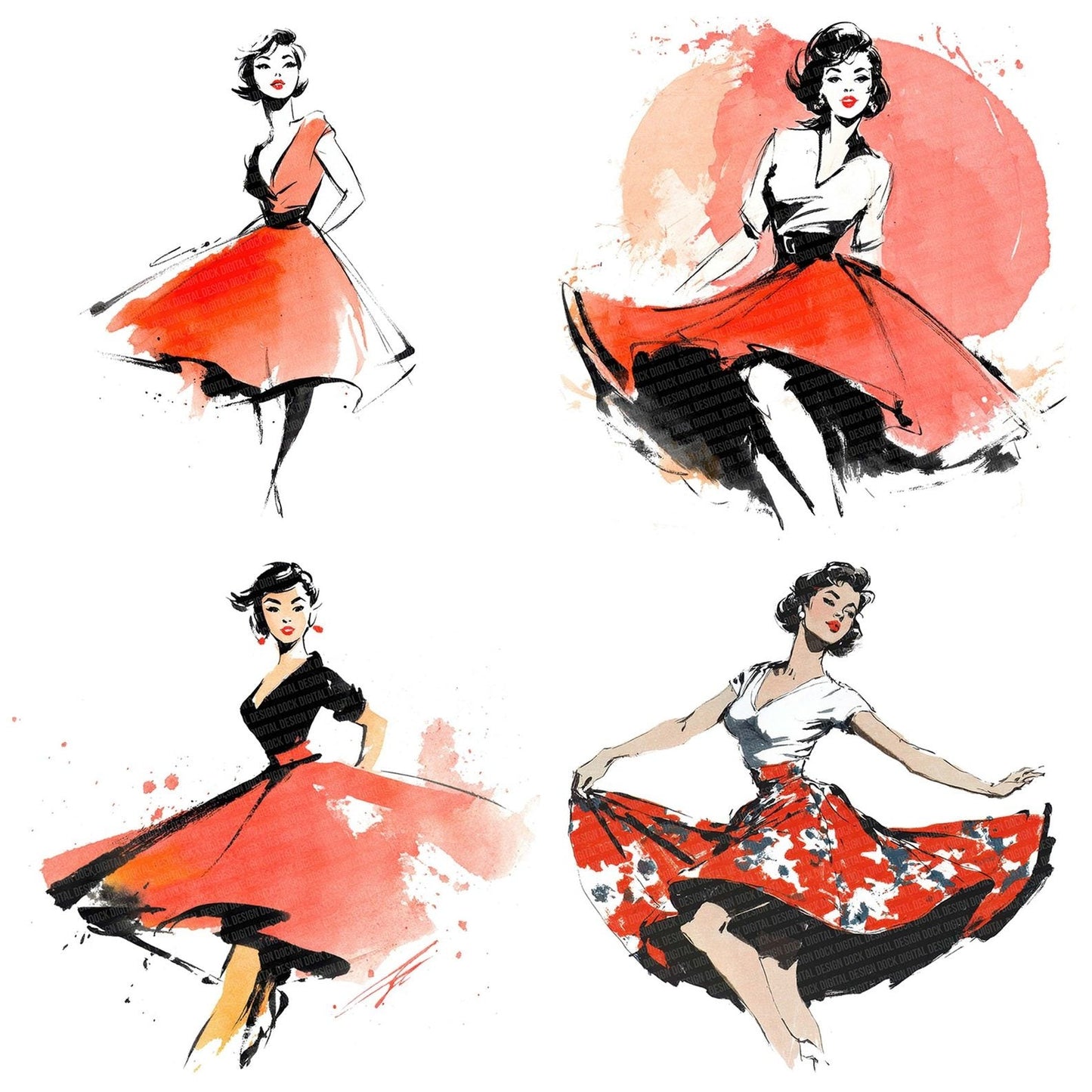 Fifties Rock And Roll Dancer Clipart Set (DDD005325)