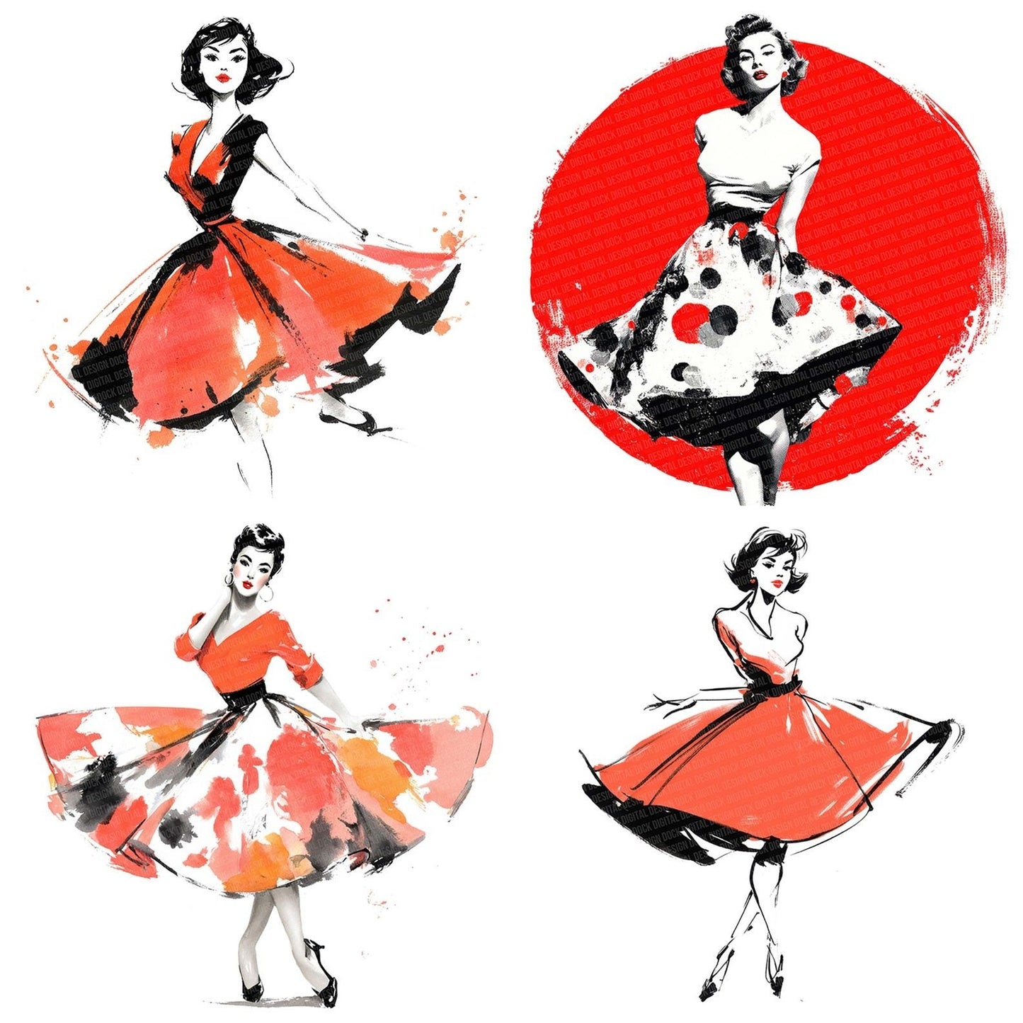 Fifties Rock And Roll Dancer Clipart Set (DDD005325)
