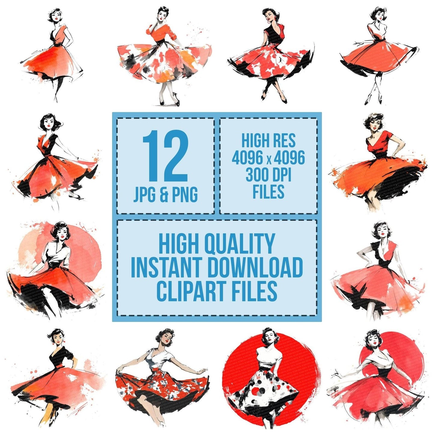 Fifties Rock And Roll Dancer Clipart Set (DDD005325)