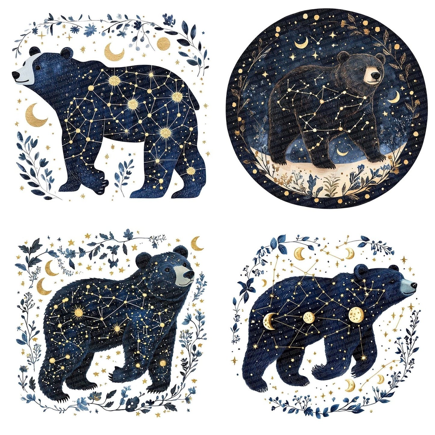 Flat Bear Constellation Clipart Set (DDD005332)