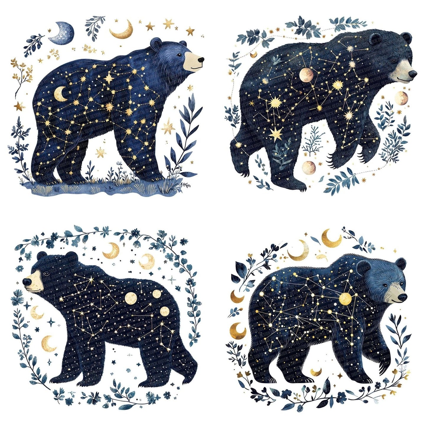 Flat Bear Constellation Clipart Set (DDD005332)