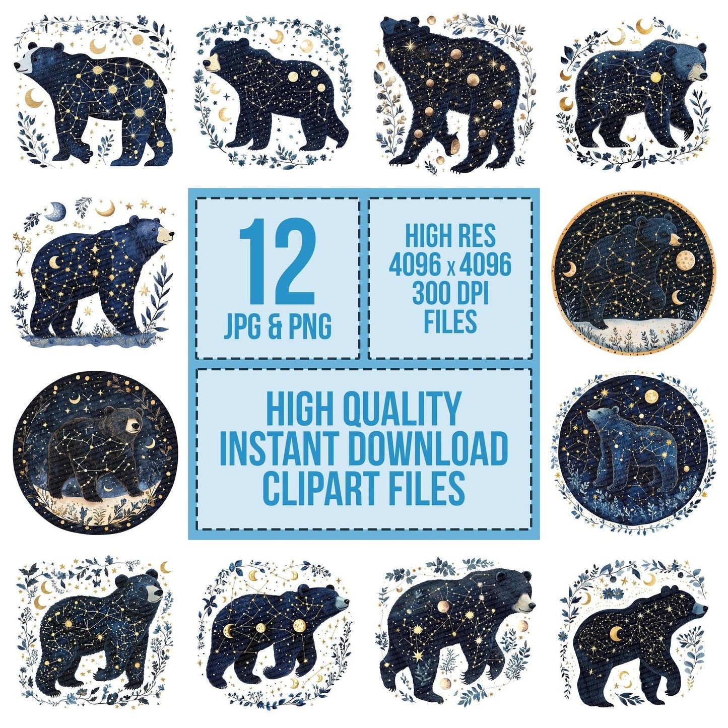 Flat Bear Constellation Clipart Set (DDD005332)
