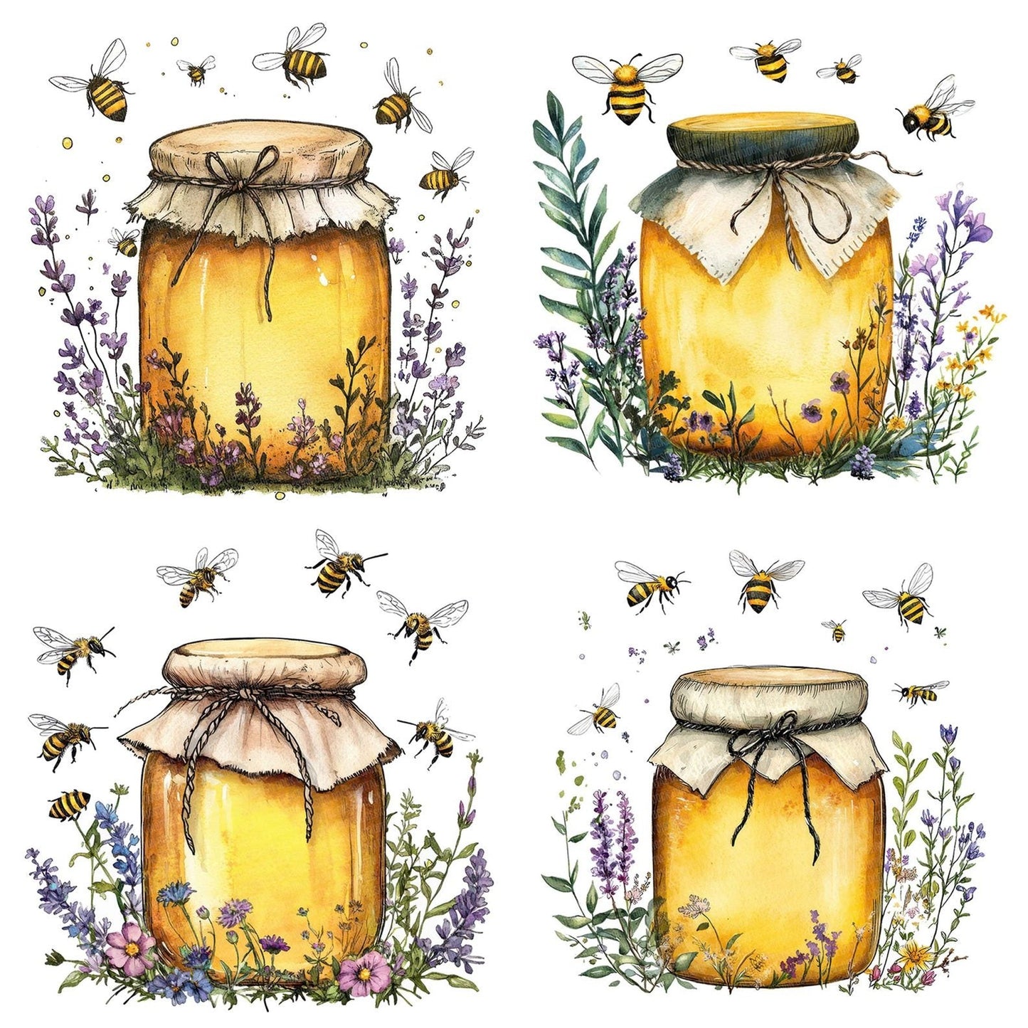 Flat Folk Art Honey Jar Clipart Set (DDD005342)