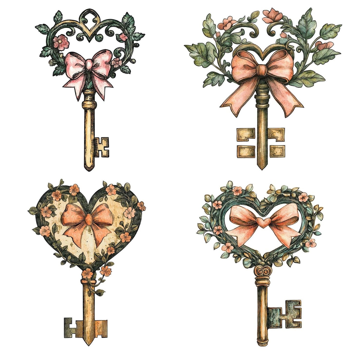 Flat Folk Art Key Vines Clipart Set (DDD005343)