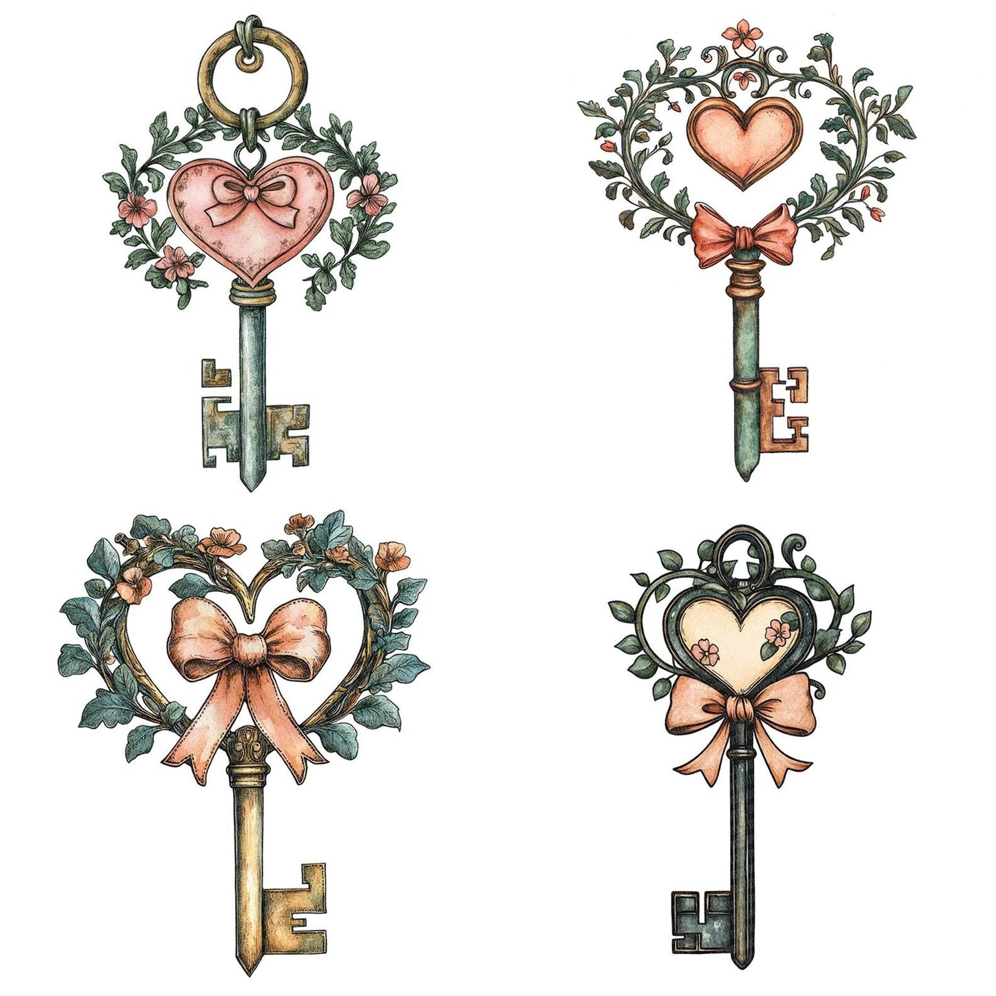 Flat Folk Art Key Vines Clipart Set (DDD005343)