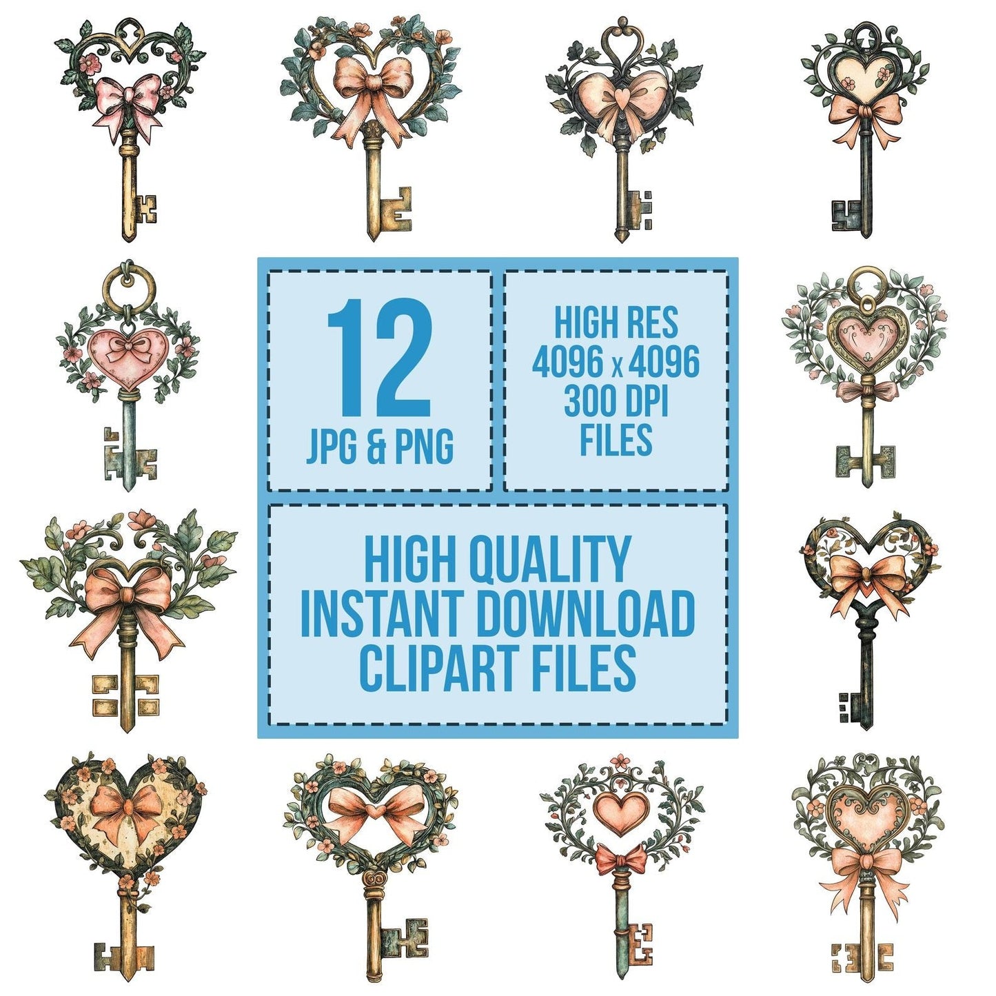 Flat Folk Art Key Vines Clipart Set (DDD005343)