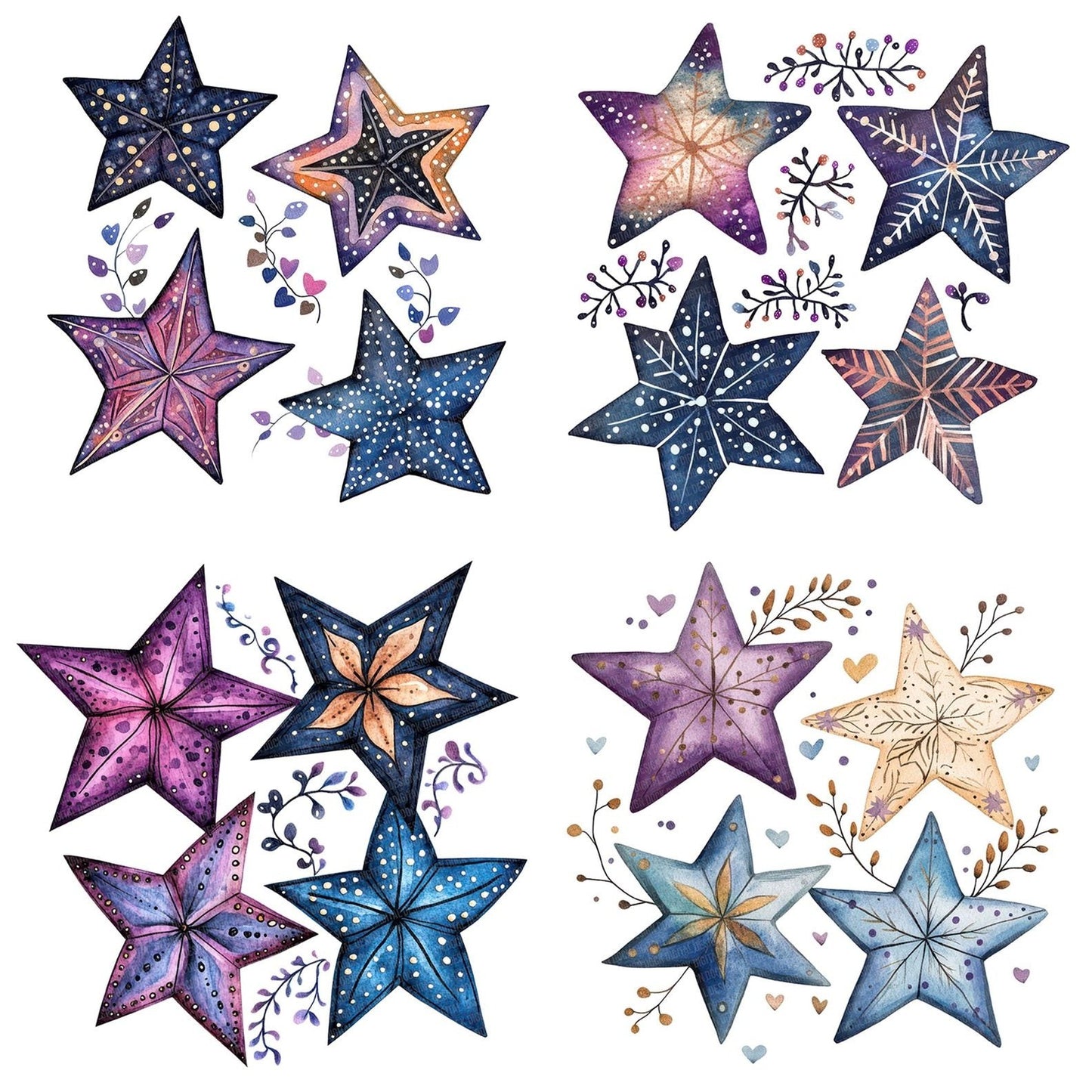 Flat Star Cluster Patterned Clipart Set (DDD005364)