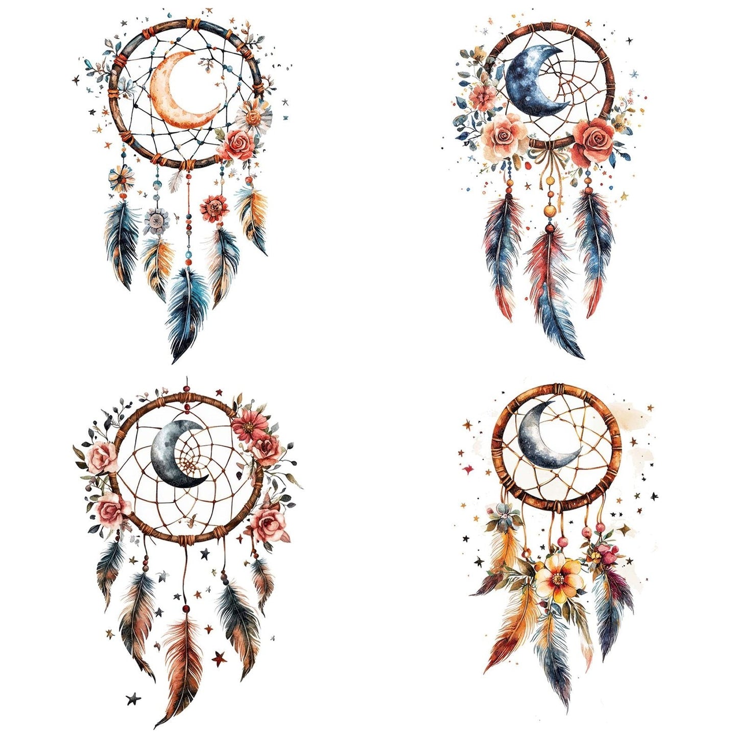 Floral Moon Dreamcatcher Clipart Set (DDD005410)