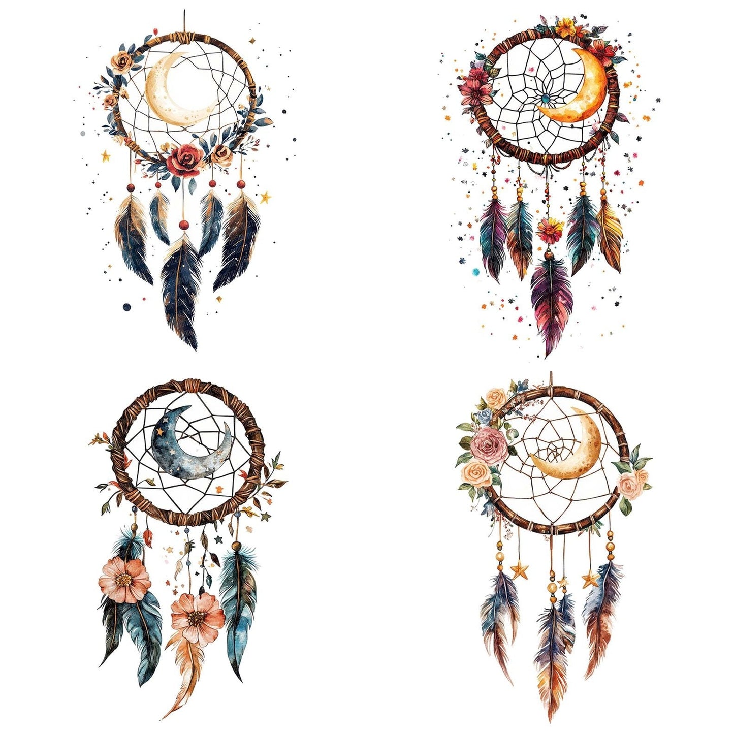 Floral Moon Dreamcatcher Clipart Set (DDD005410)