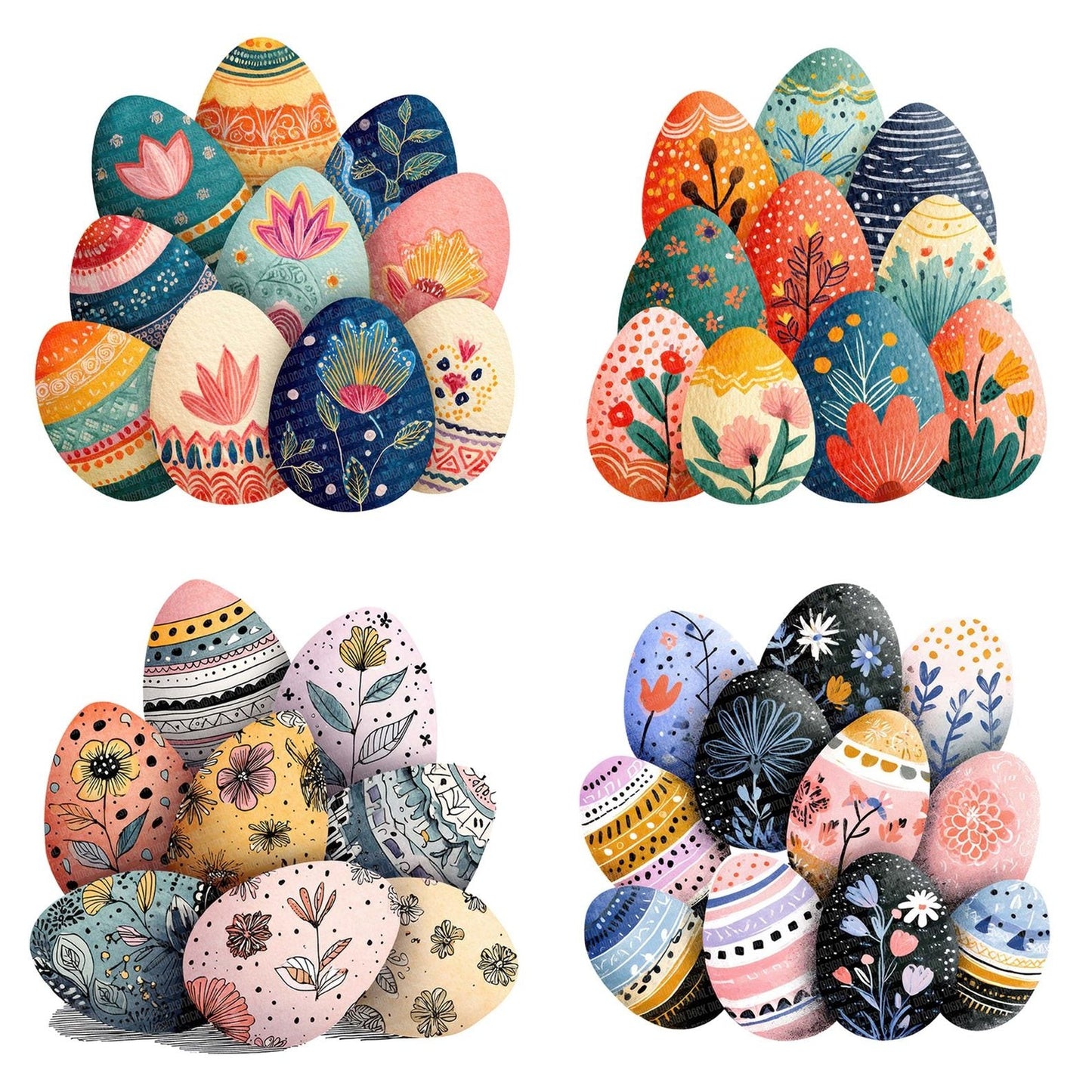 Floral Pattern Easter Eggs Clipart Set (DDD005415)