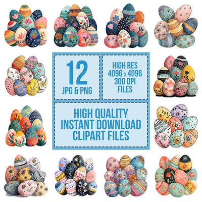 Floral Pattern Easter Eggs Clipart Set (DDD005415)