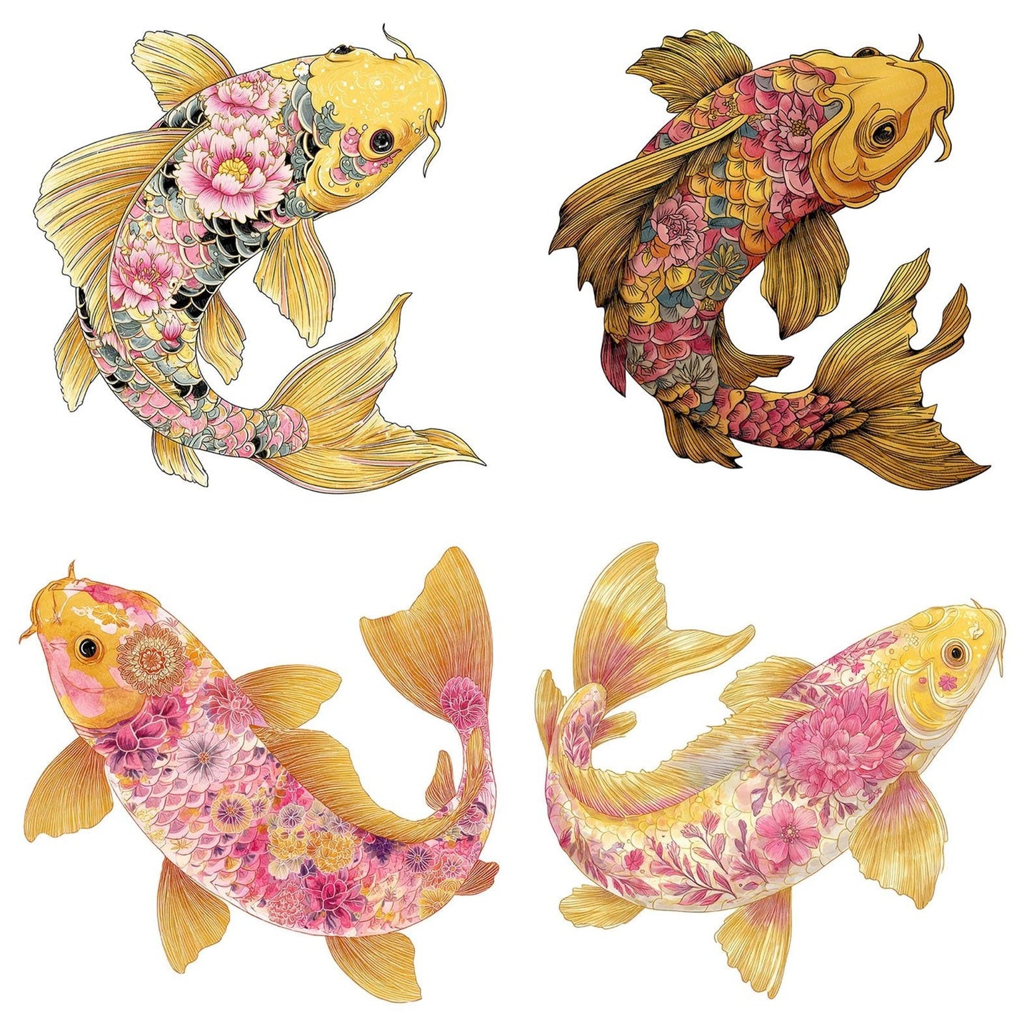 Floral Pattern Koi Carp Clipart Set (DDD005416)