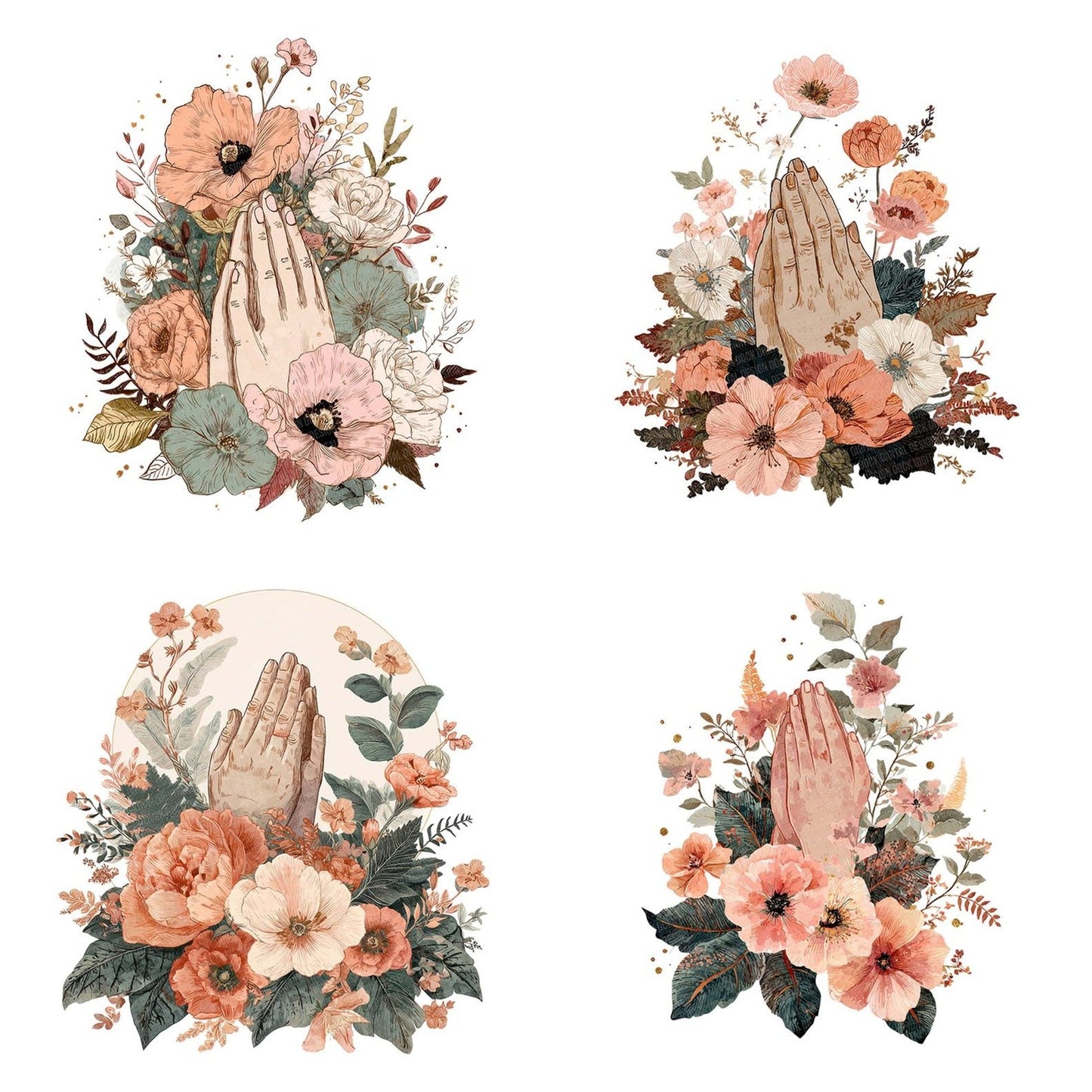 Floral Praying Hands Clipart Set (DDD005420)