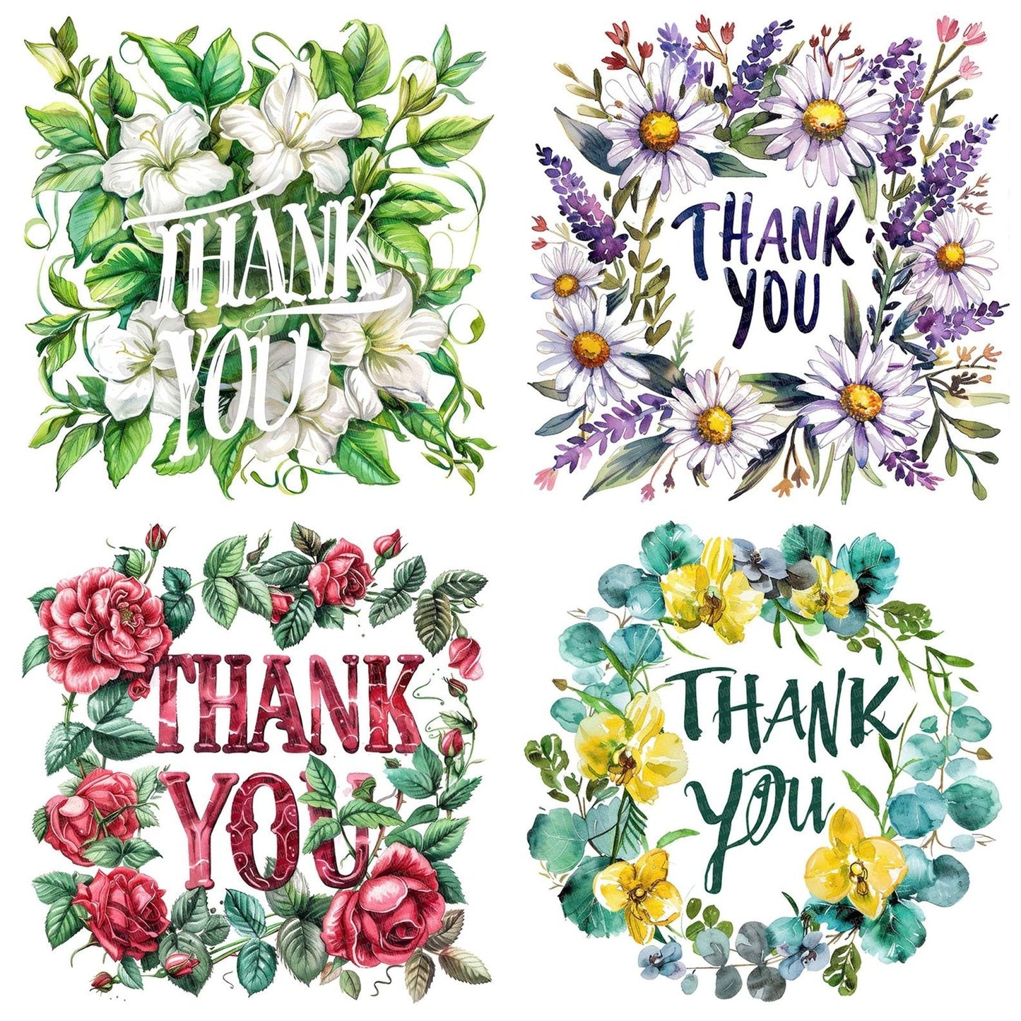 Floral Thank You Title Clipart Set (DDD005436)