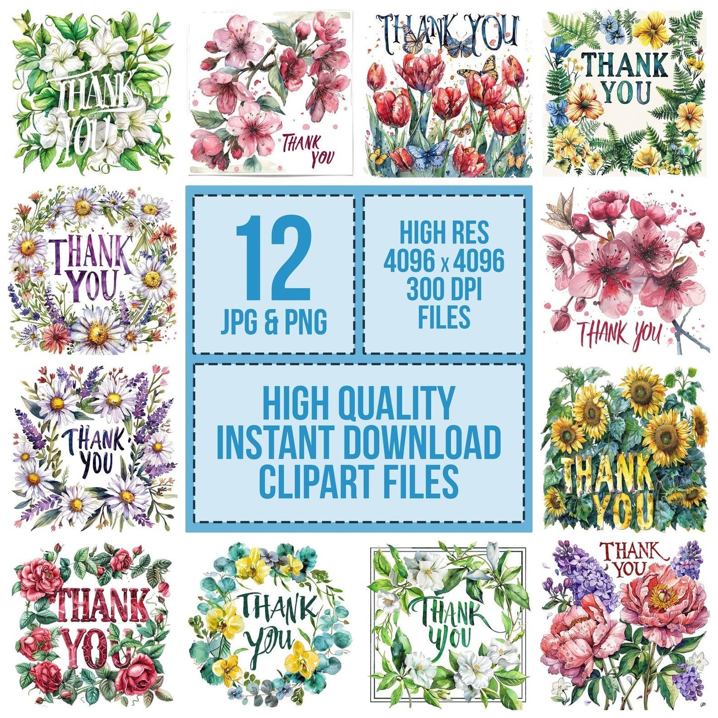 Floral Thank You Title Clipart Set (DDD005436)
