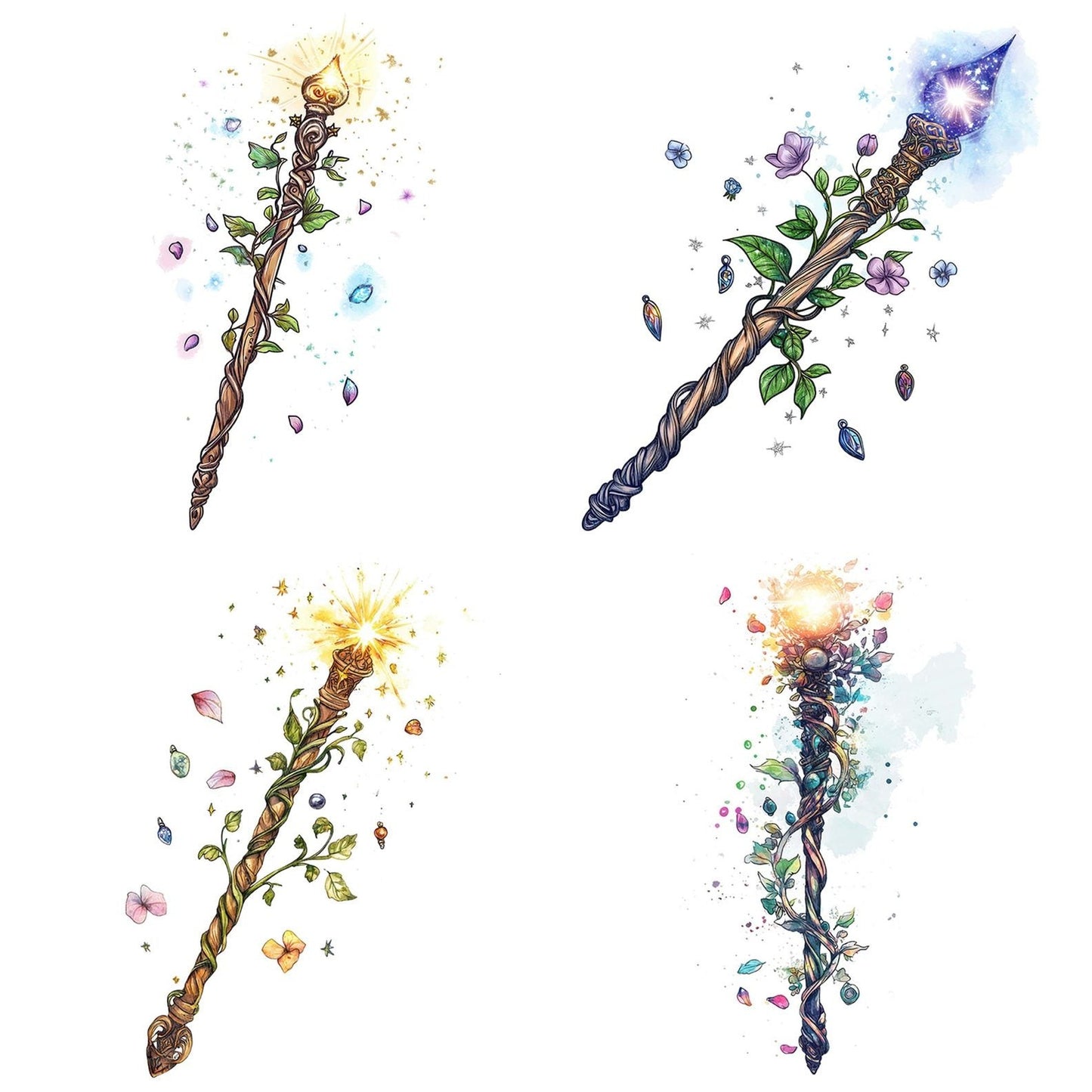 Floral Wrapped Magic Wand Clipart Set (DDD005449)